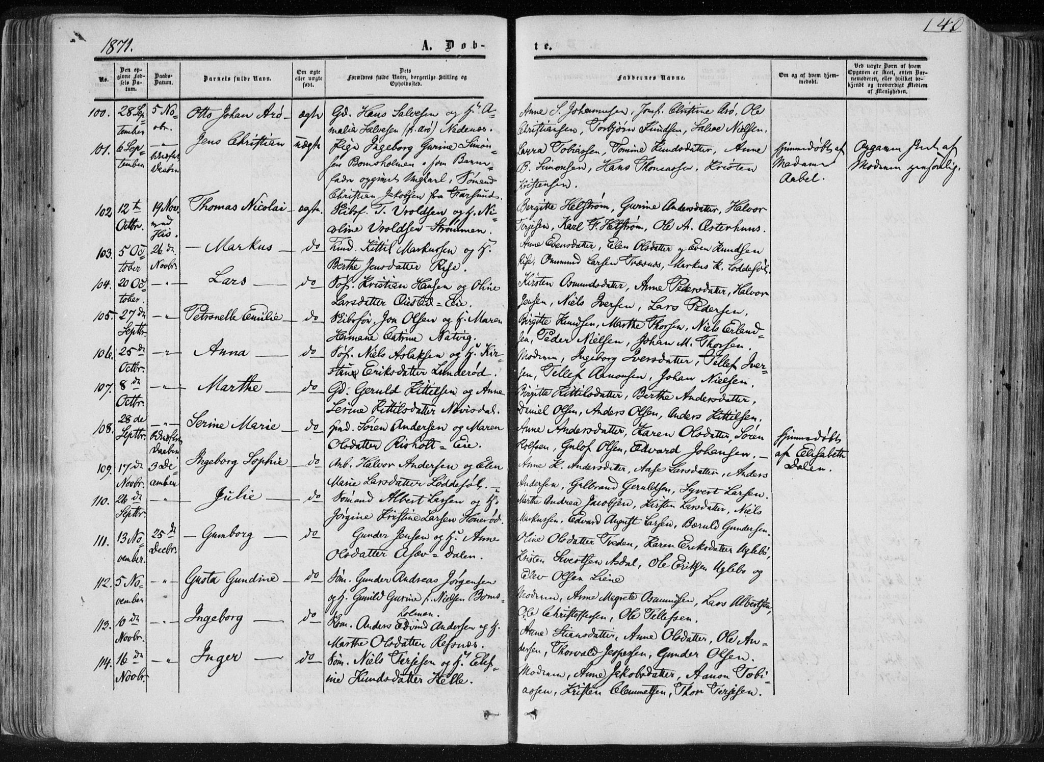 Øyestad sokneprestkontor, AV/SAK-1111-0049/F/Fa/L0015: Parish register (official) no. A 15, 1857-1873, p. 140