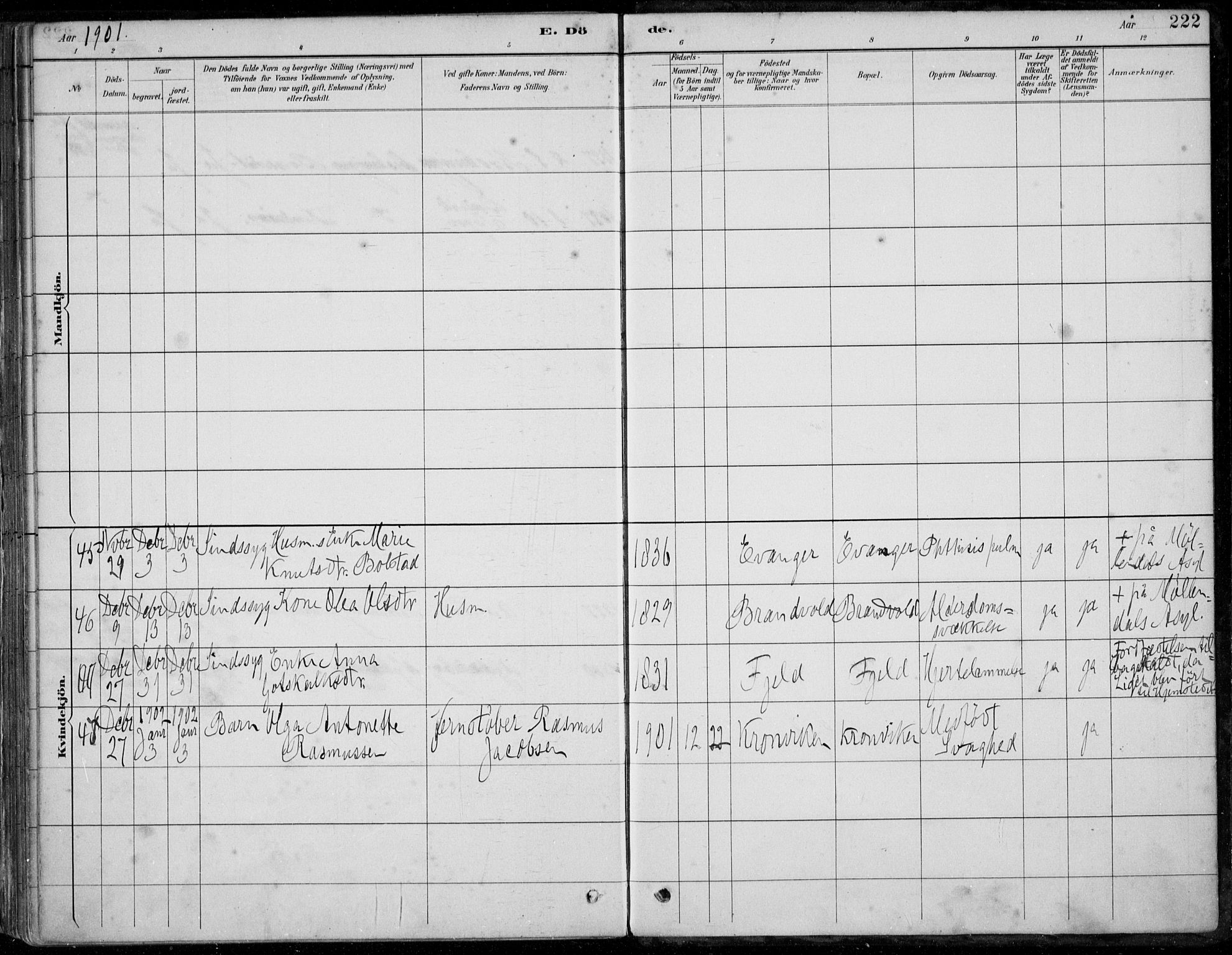 Årstad Sokneprestembete, SAB/A-79301/H/Haa/L0006: Parish register (official) no. B 1, 1886-1901, p. 222