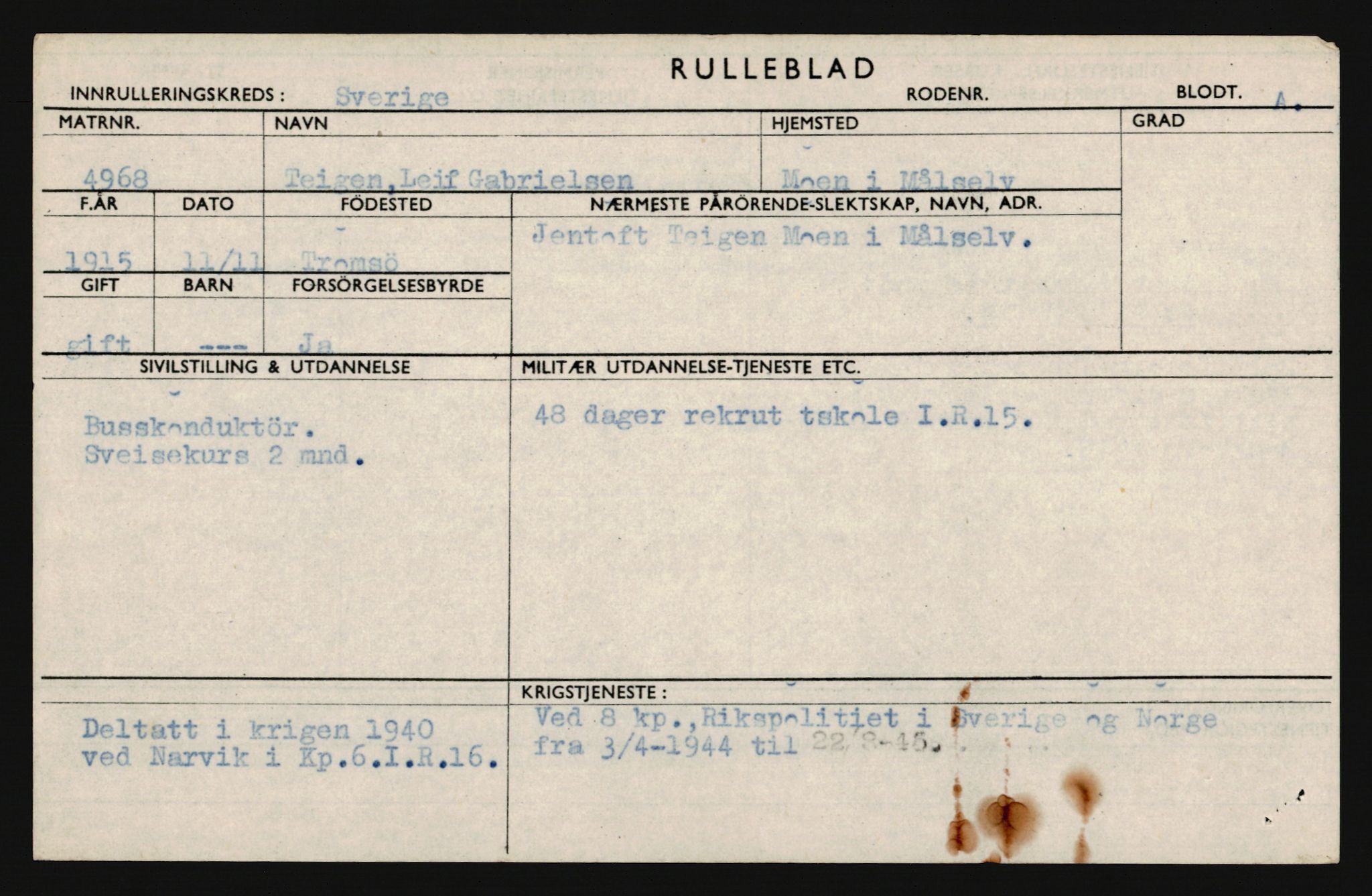 Forsvaret, Troms infanteriregiment nr. 16, AV/RA-RAFA-3146/P/Pa/L0020: Rulleblad for regimentets menige mannskaper, årsklasse 1936, 1936, p. 1293