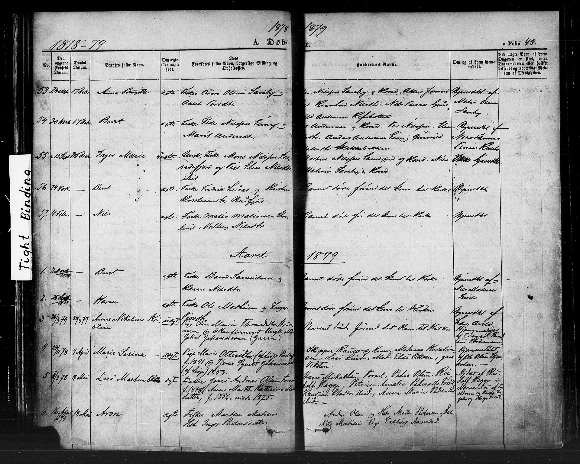 Hammerfest sokneprestkontor, AV/SATØ-S-1347/H/Ha/L0007.kirke: Parish register (official) no. 7, 1869-1884, p. 43