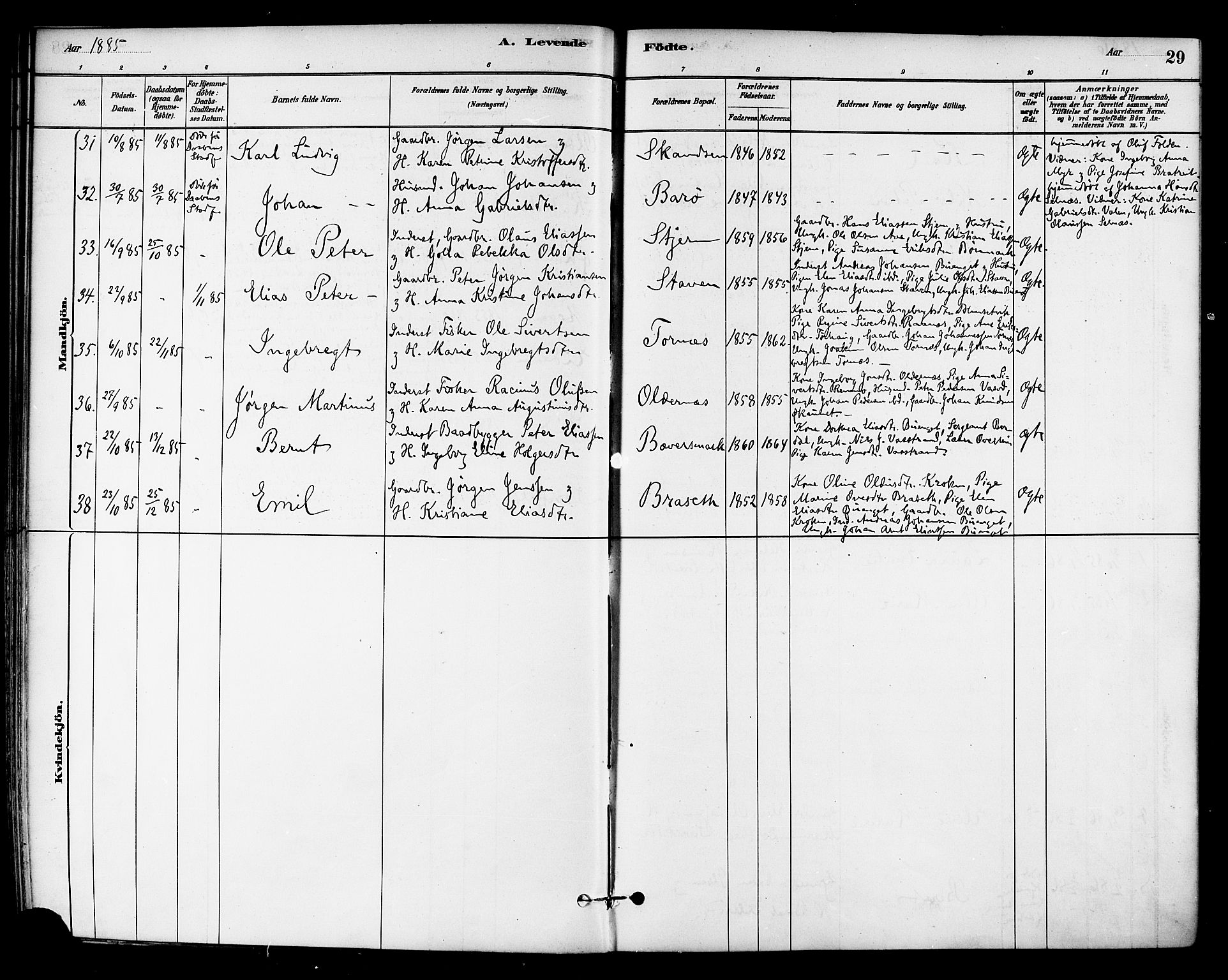 Ministerialprotokoller, klokkerbøker og fødselsregistre - Sør-Trøndelag, SAT/A-1456/655/L0680: Parish register (official) no. 655A09, 1880-1894, p. 29