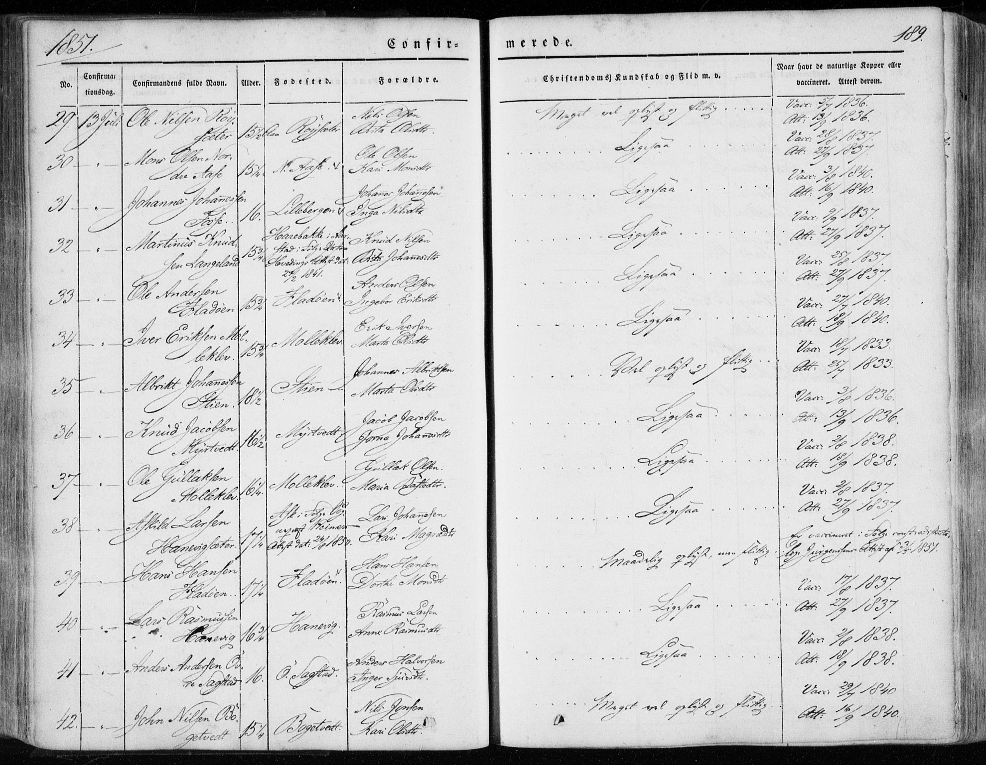 Hamre sokneprestembete, AV/SAB-A-75501/H/Ha/Haa/Haaa/L0013: Parish register (official) no. A 13, 1846-1857, p. 189