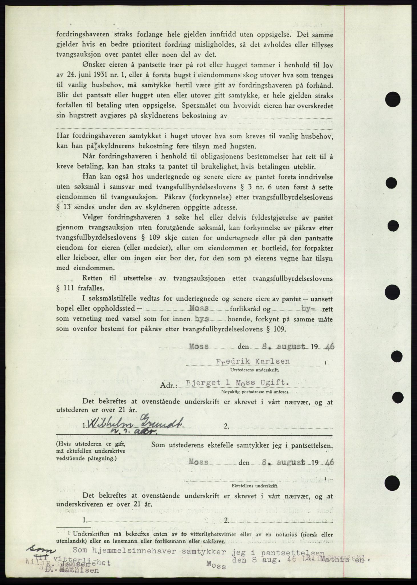 Moss sorenskriveri, SAO/A-10168: Mortgage book no. B15, 1946-1946, Diary no: : 1841/1946