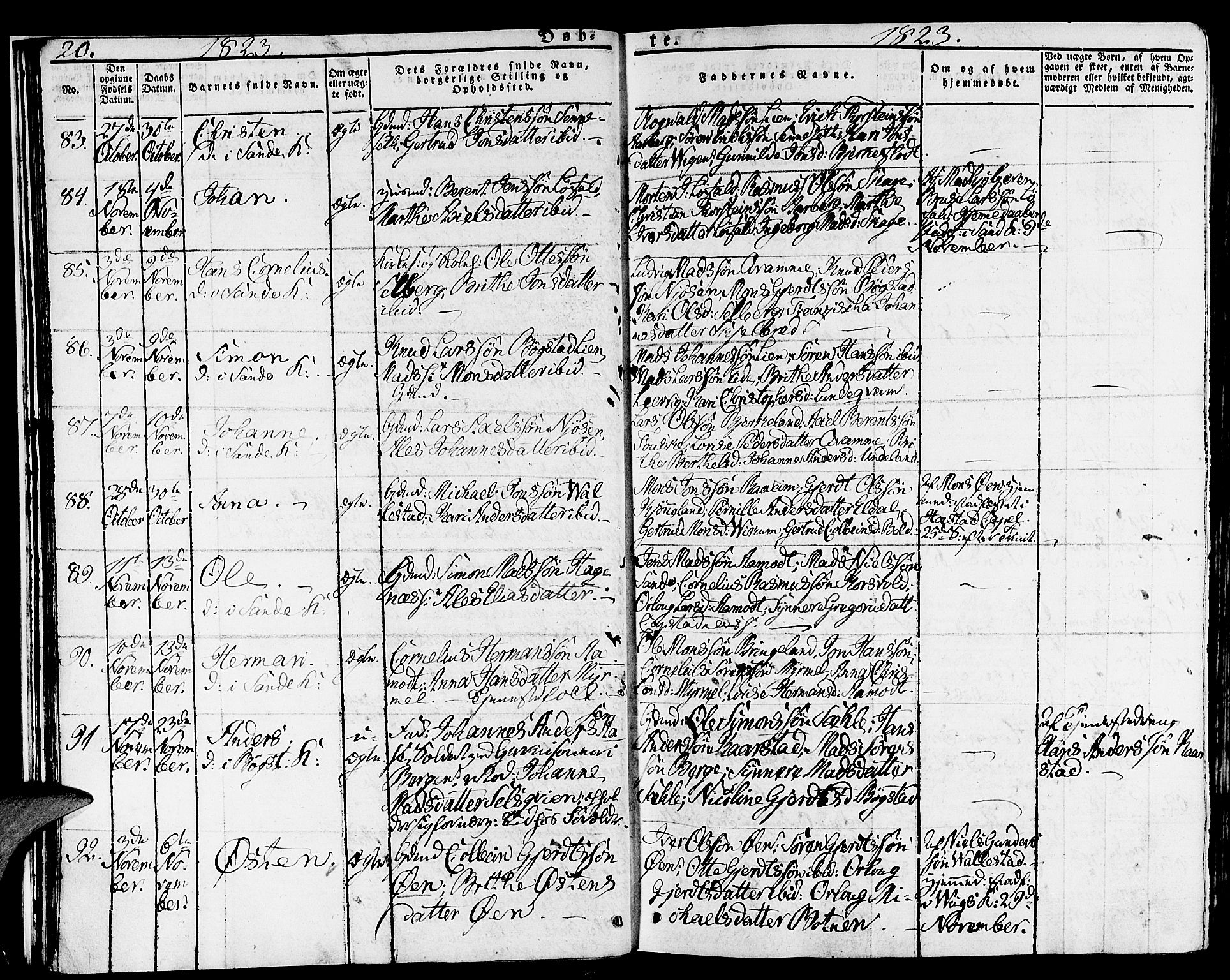 Gaular sokneprestembete, AV/SAB-A-80001/H/Haa: Parish register (official) no. A 3, 1821-1840, p. 20