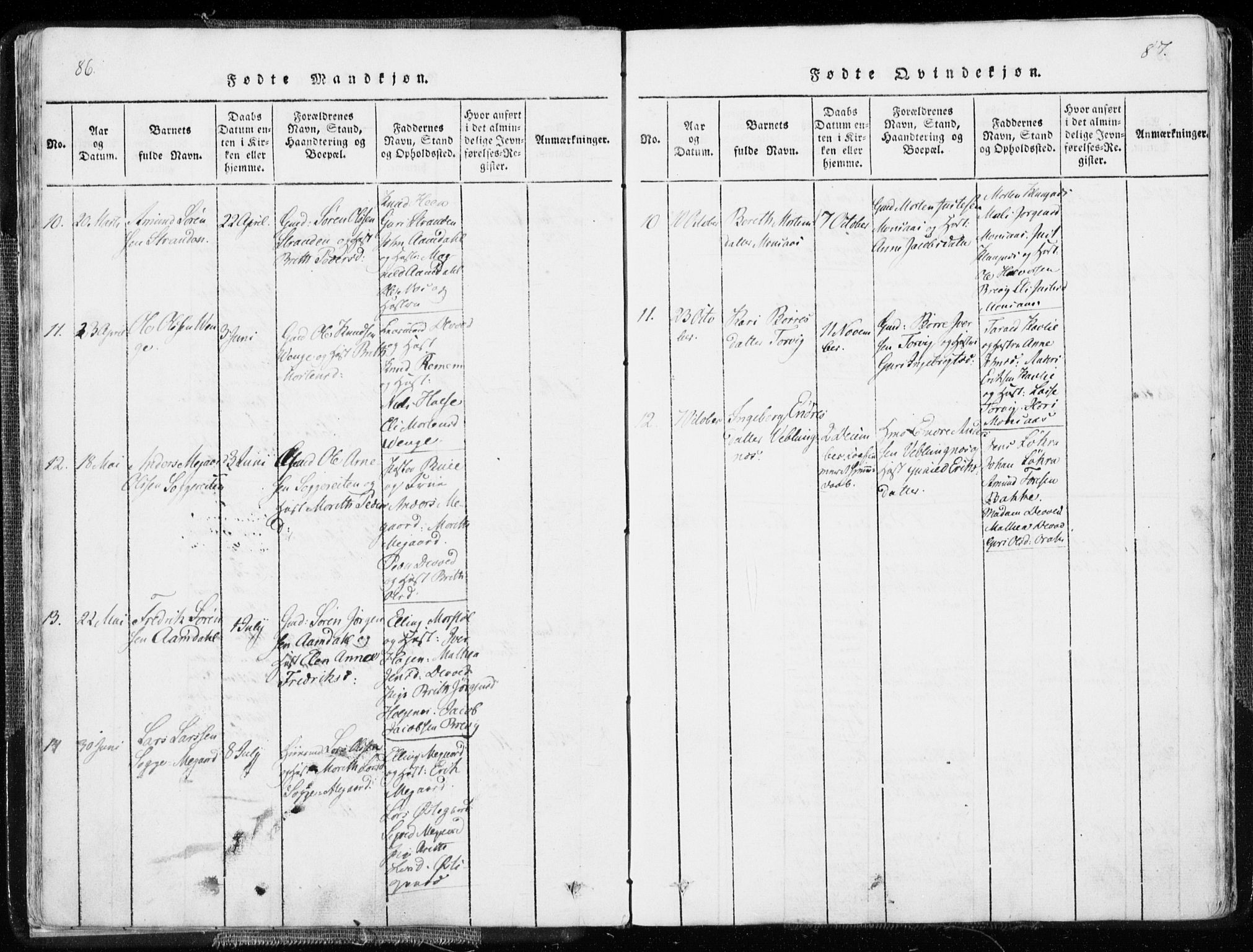 Ministerialprotokoller, klokkerbøker og fødselsregistre - Møre og Romsdal, SAT/A-1454/544/L0571: Parish register (official) no. 544A04, 1818-1853, p. 86-87