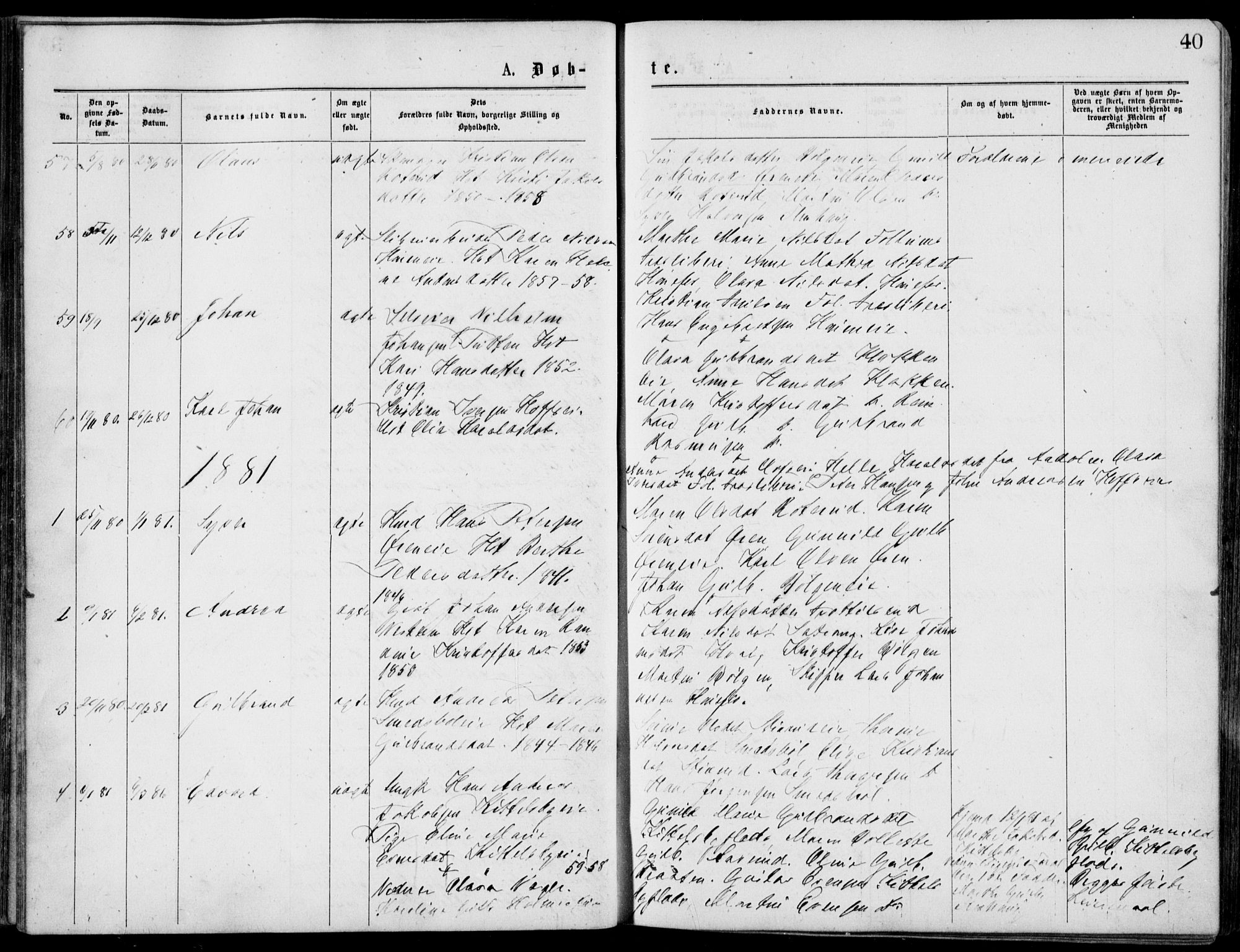 Norderhov kirkebøker, SAKO/A-237/G/Gb/L0001: Parish register (copy) no. II 1, 1876-1899, p. 40