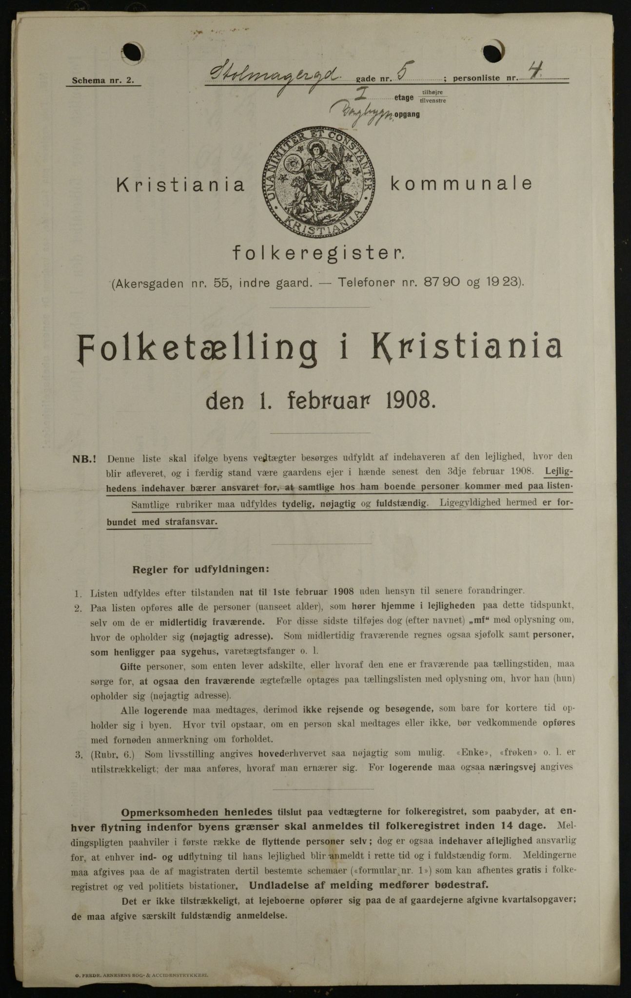 OBA, Municipal Census 1908 for Kristiania, 1908, p. 92199