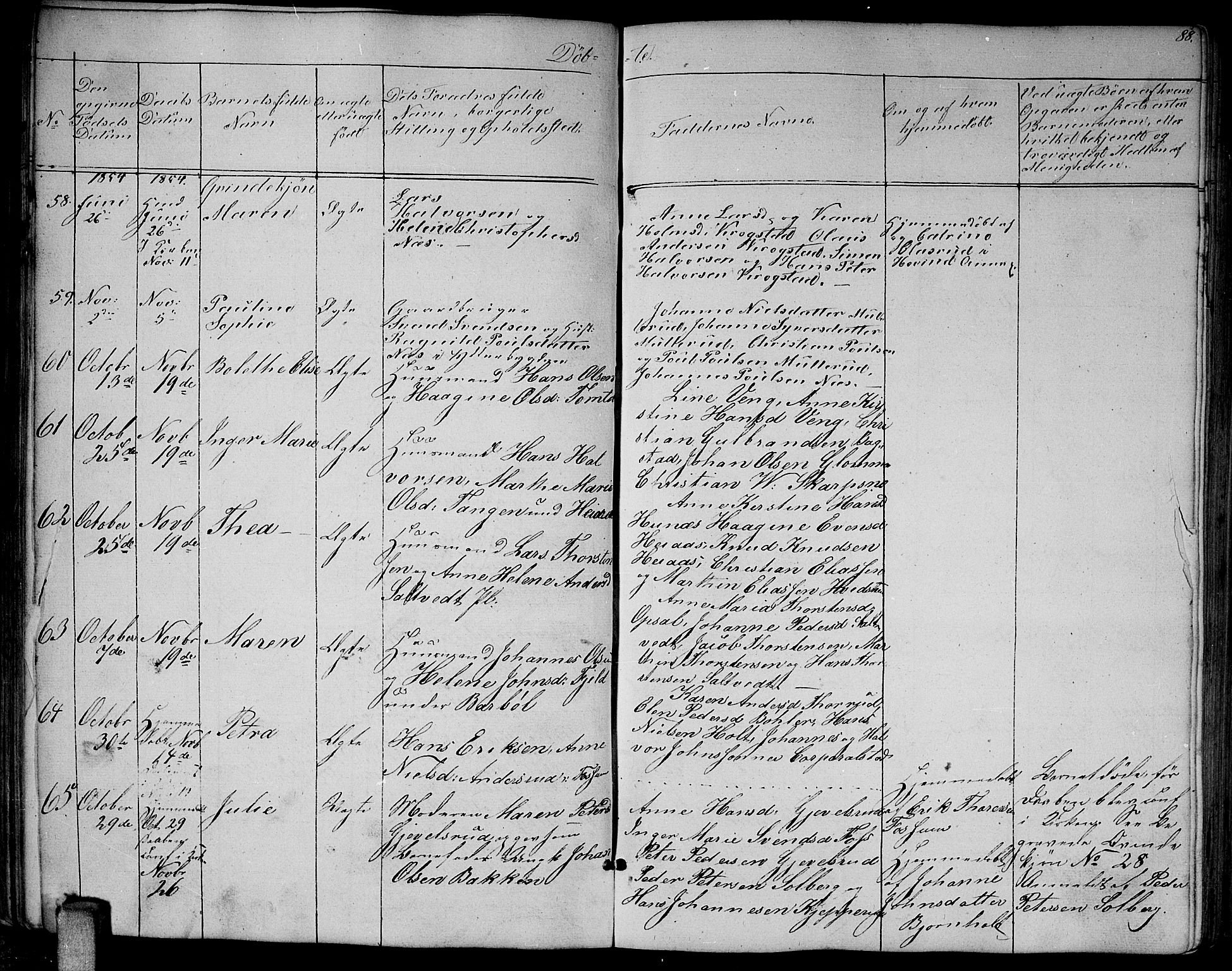 Enebakk prestekontor Kirkebøker, AV/SAO-A-10171c/G/Ga/L0004: Parish register (copy) no. I 4, 1850-1866, p. 88