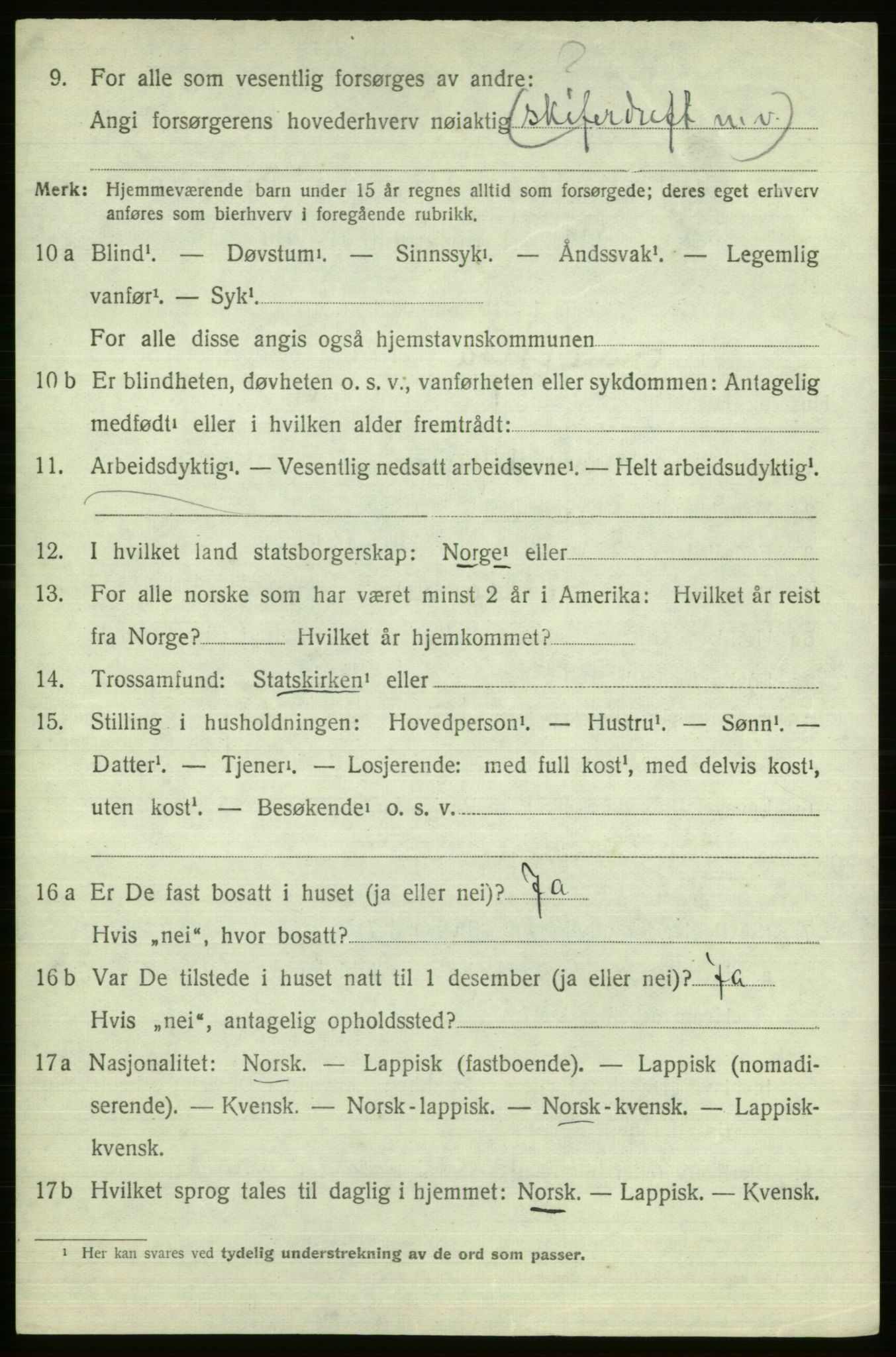 SATØ, 1920 census for Alta, 1920, p. 6054