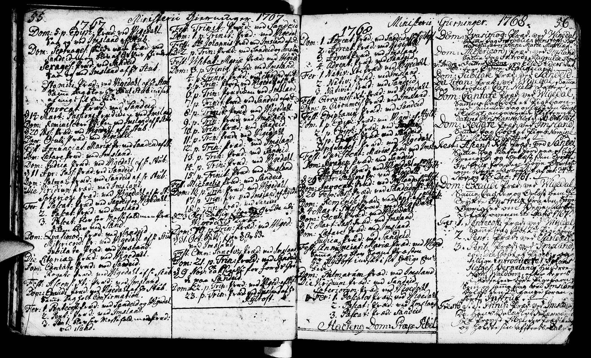 Vikedal sokneprestkontor, AV/SAST-A-101840/01/IV: Parish register (official) no. A 1, 1737-1778, p. 55-56