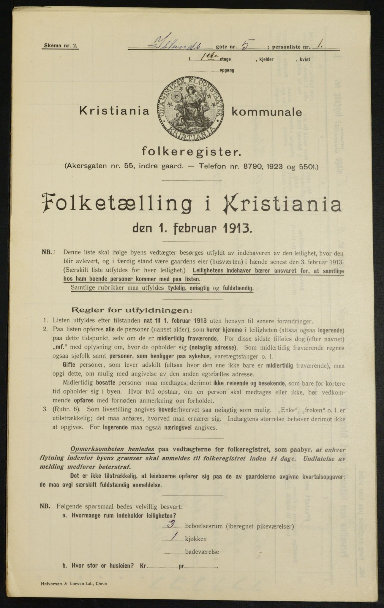 OBA, Municipal Census 1913 for Kristiania, 1913, p. 44292