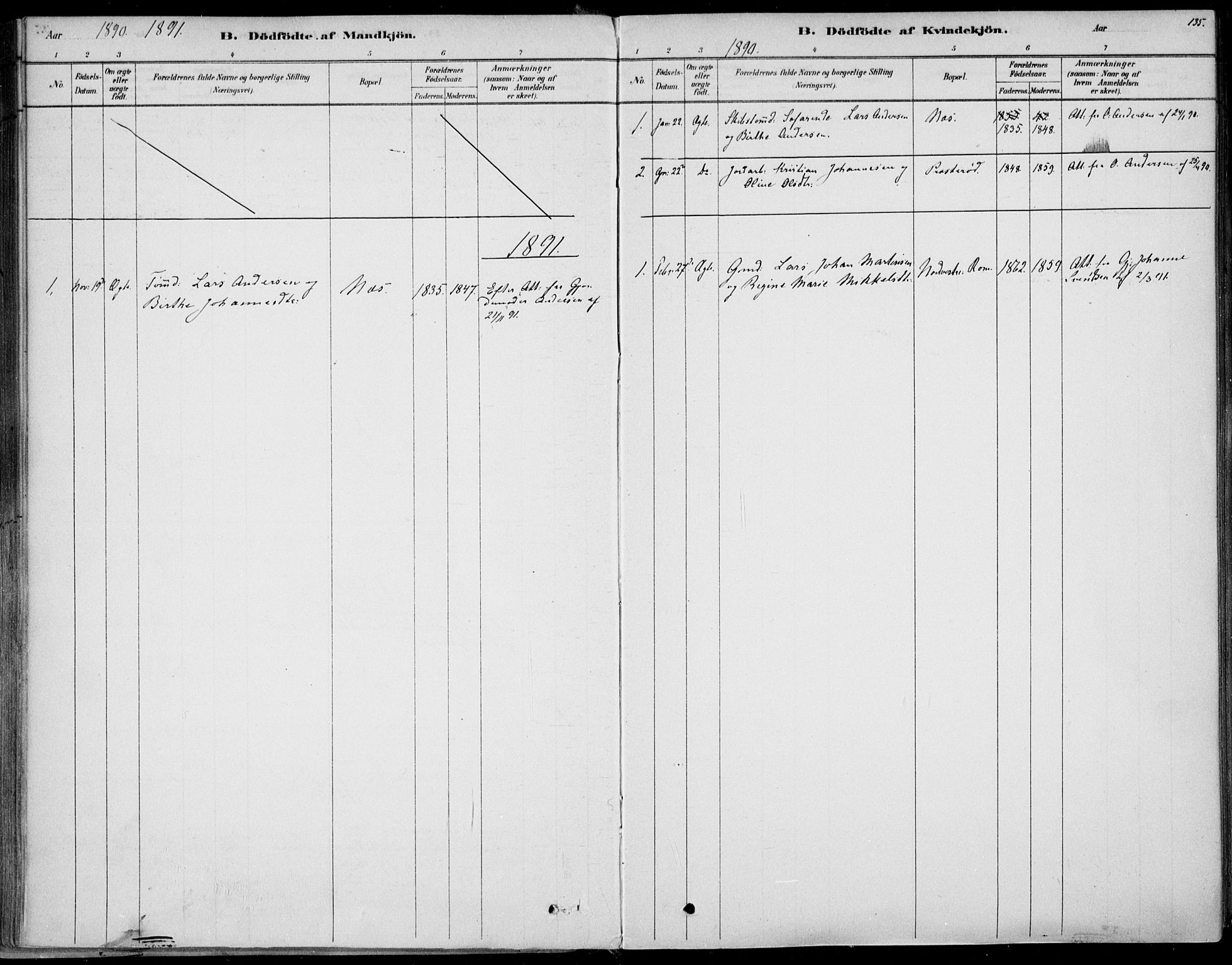 Sem kirkebøker, AV/SAKO-A-5/F/Fb/L0004: Parish register (official) no. II 4, 1878-1891, p. 135