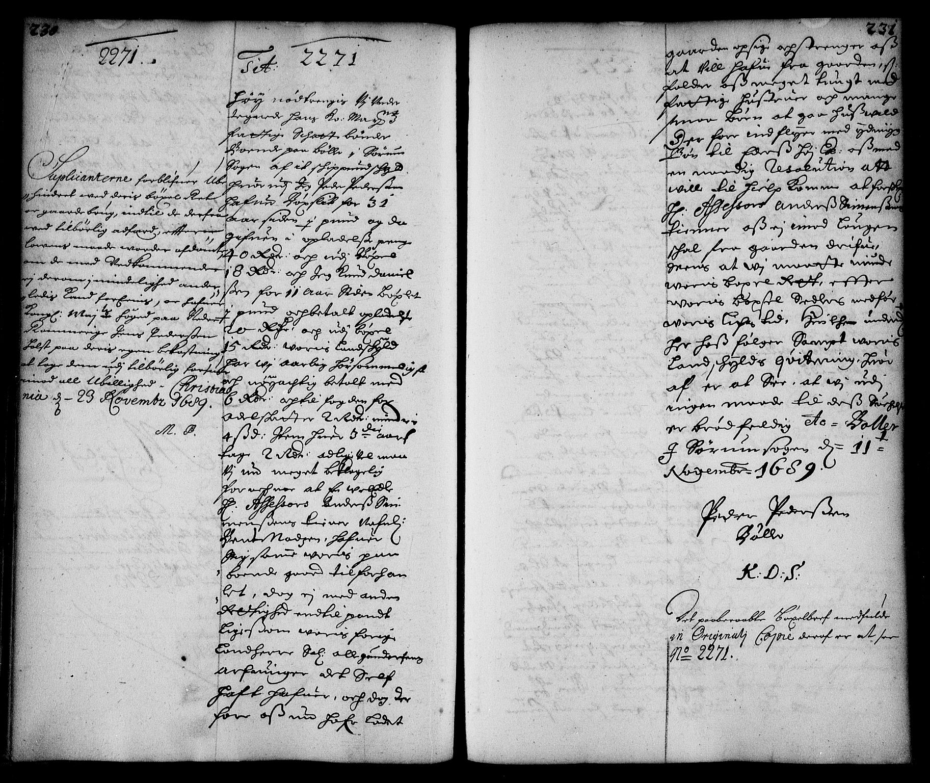 Stattholderembetet 1572-1771, AV/RA-EA-2870/Ae/L0007: Supplikasjons- og resolusjonsprotokoll, 1689-1691, p. 230-231