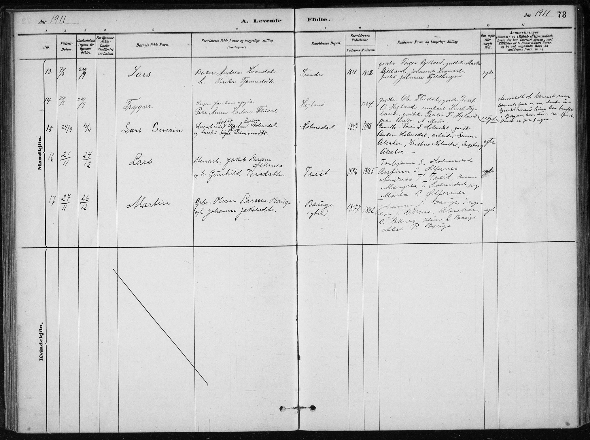Skånevik sokneprestembete, SAB/A-77801/H/Haa: Parish register (official) no. C  1, 1879-1917, p. 73
