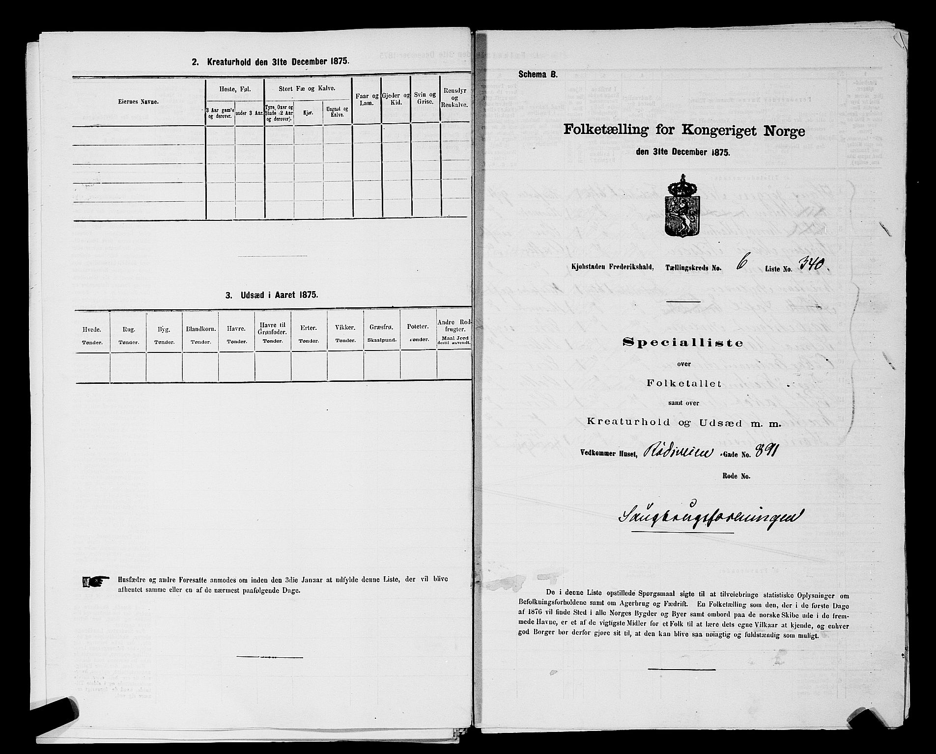 RA, 1875 census for 0101P Fredrikshald, 1875, p. 636