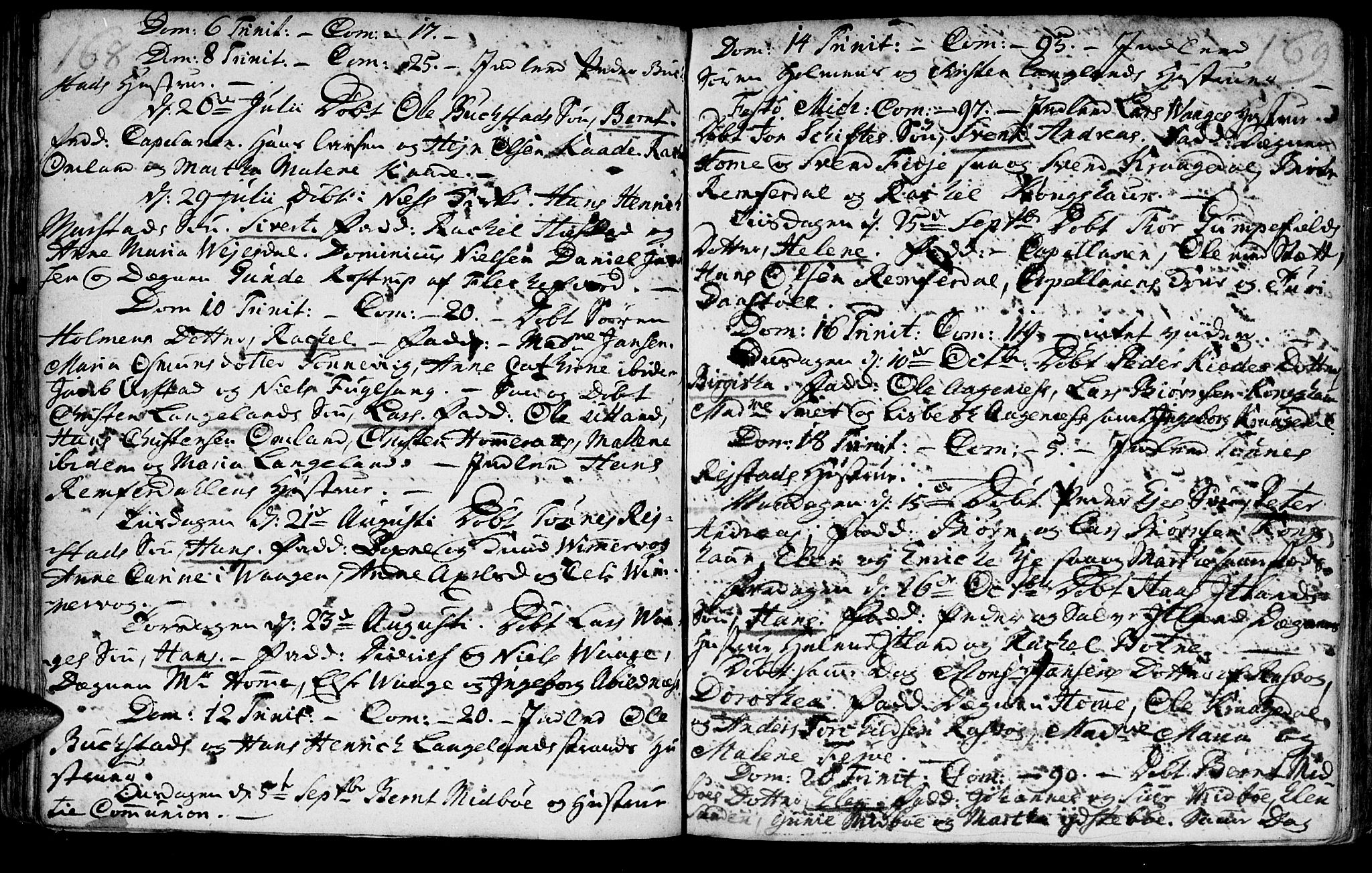 Flekkefjord sokneprestkontor, AV/SAK-1111-0012/F/Fa/Fab/L0001: Parish register (official) no. A 1, 1750-1780, p. 168-169