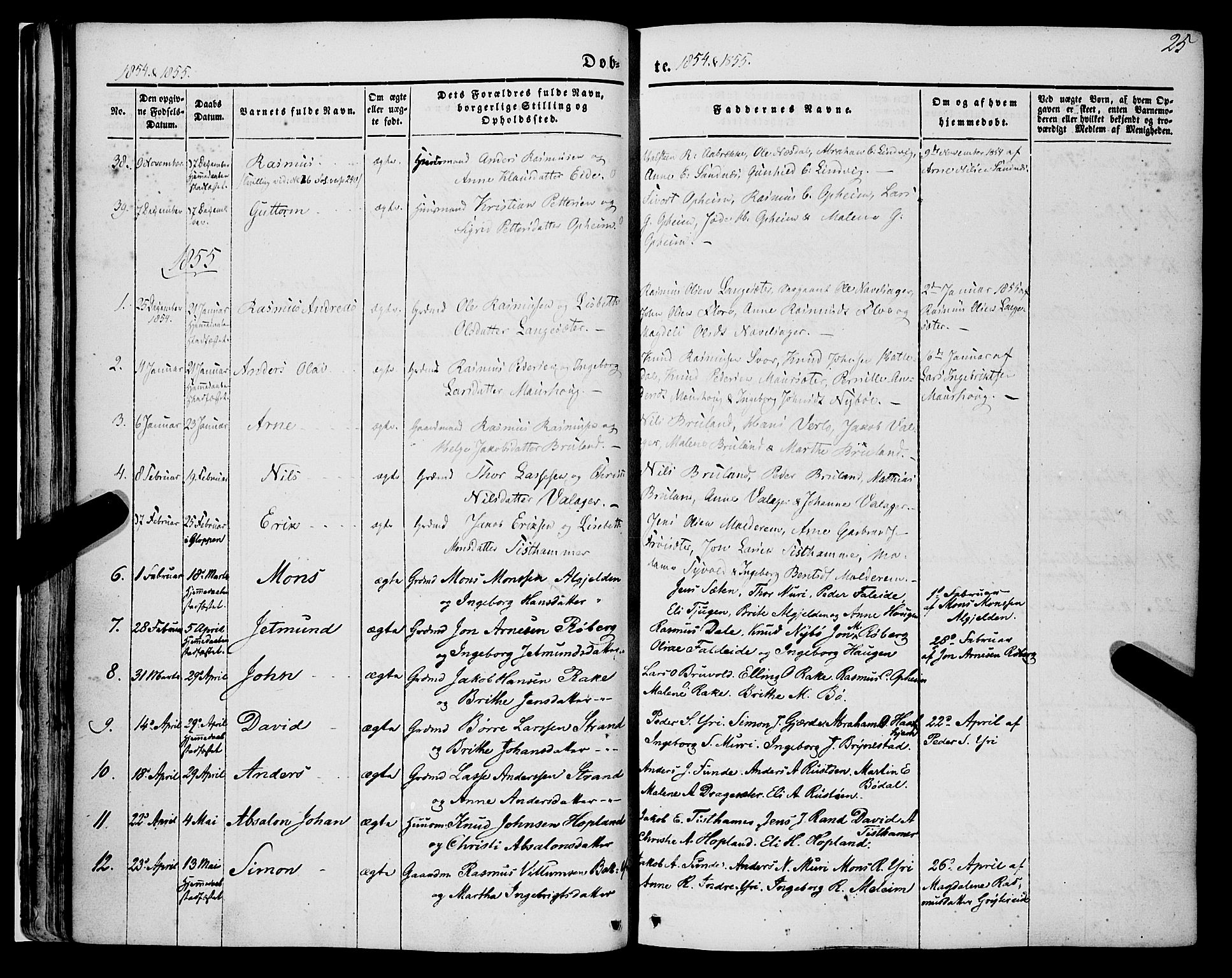 Innvik sokneprestembete, AV/SAB-A-80501: Parish register (official) no. A 5, 1847-1865, p. 25