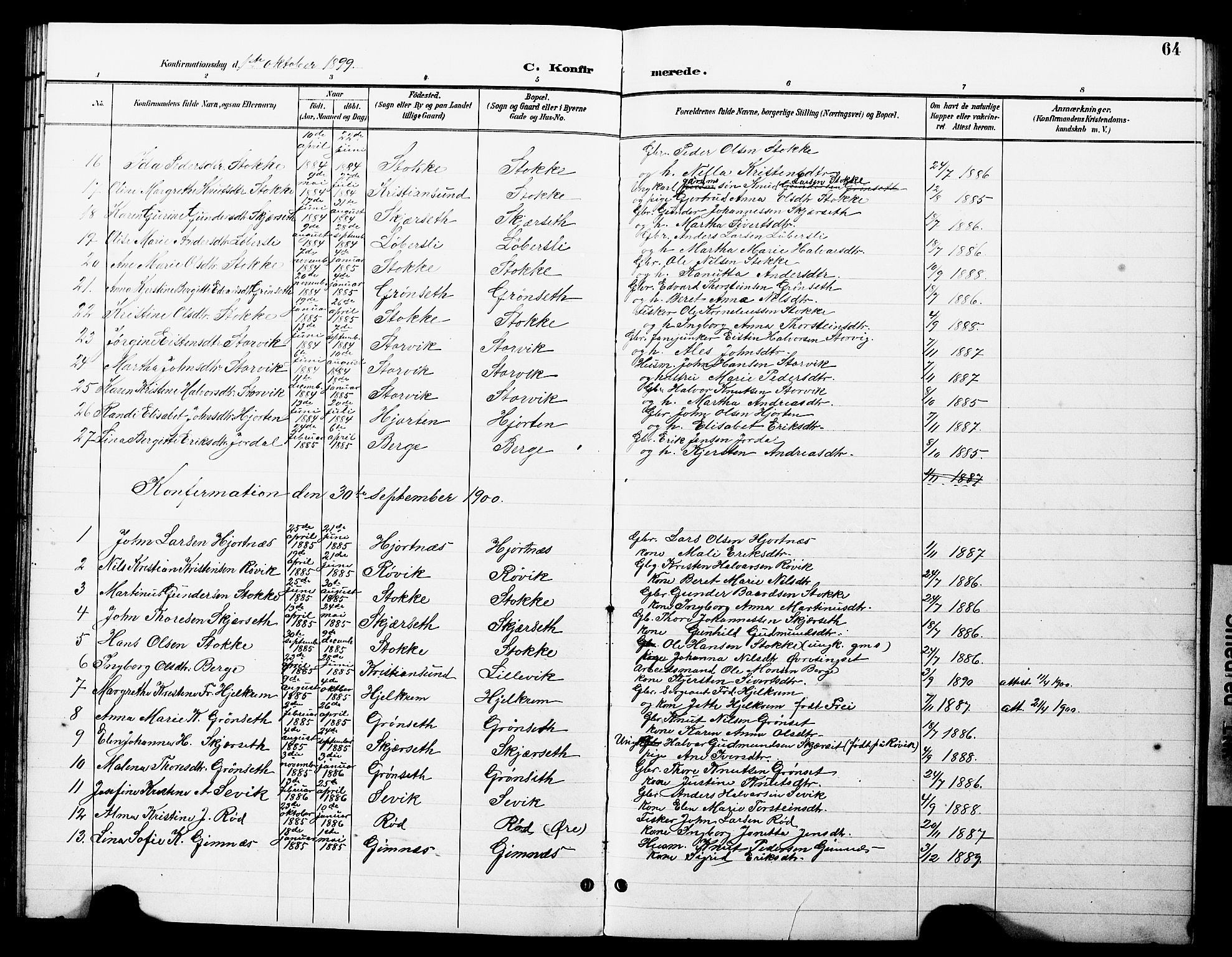 Ministerialprotokoller, klokkerbøker og fødselsregistre - Møre og Romsdal, AV/SAT-A-1454/585/L0973: Parish register (copy) no. 585C01, 1893-1930, p. 64