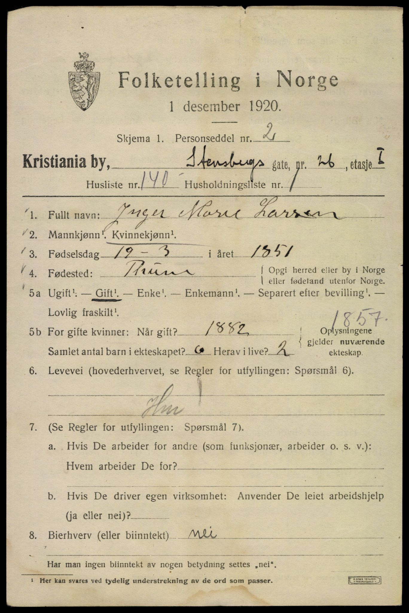 SAO, 1920 census for Kristiania, 1920, p. 540735