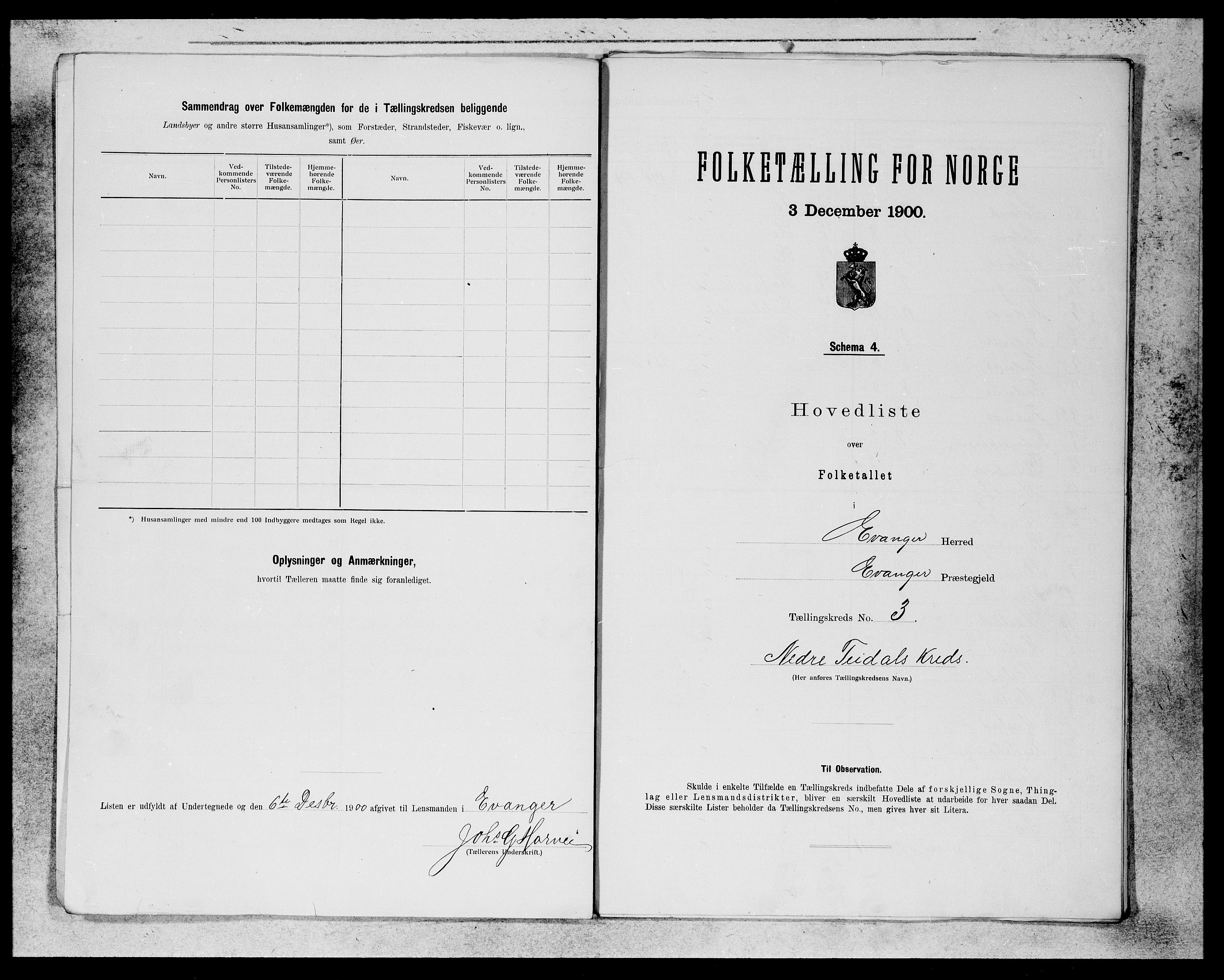 SAB, 1900 census for Evanger, 1900, p. 5