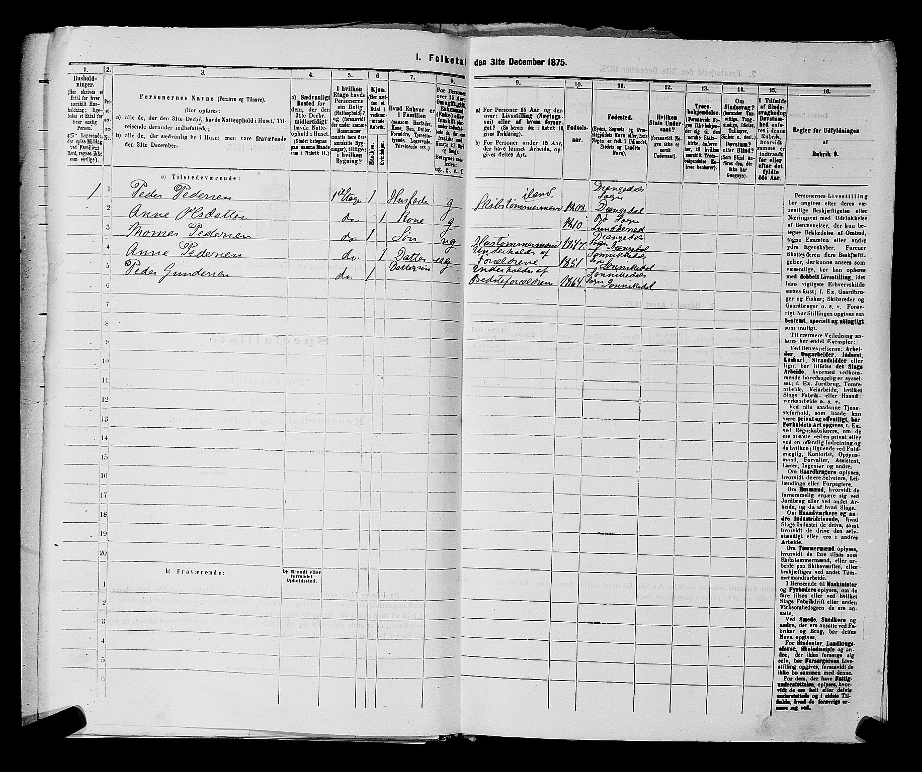 SAKO, 1875 census for 0801P Kragerø, 1875, p. 869