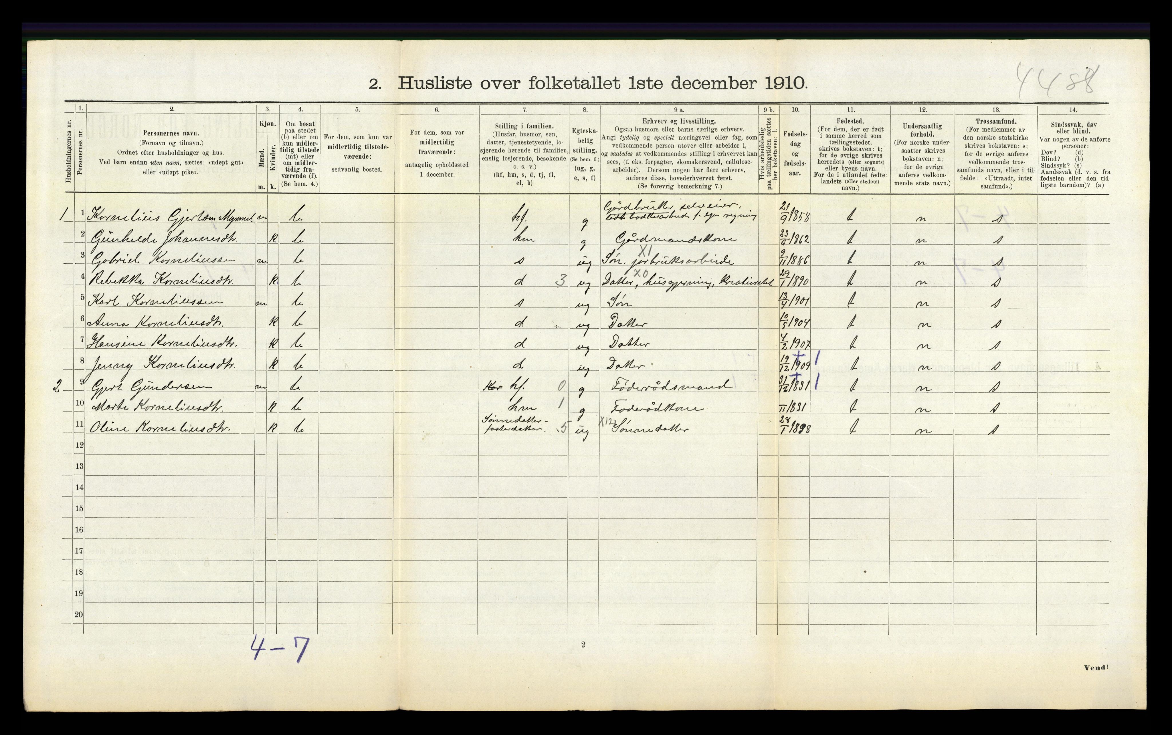 RA, 1910 census for Indre Holmedal, 1910, p. 735