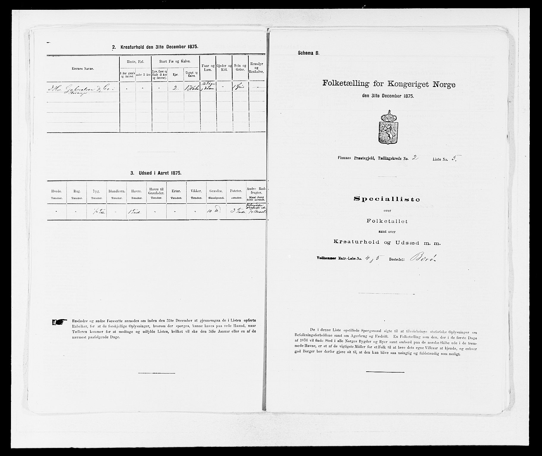 SAB, 1875 census for 1218P Finnås, 1875, p. 240