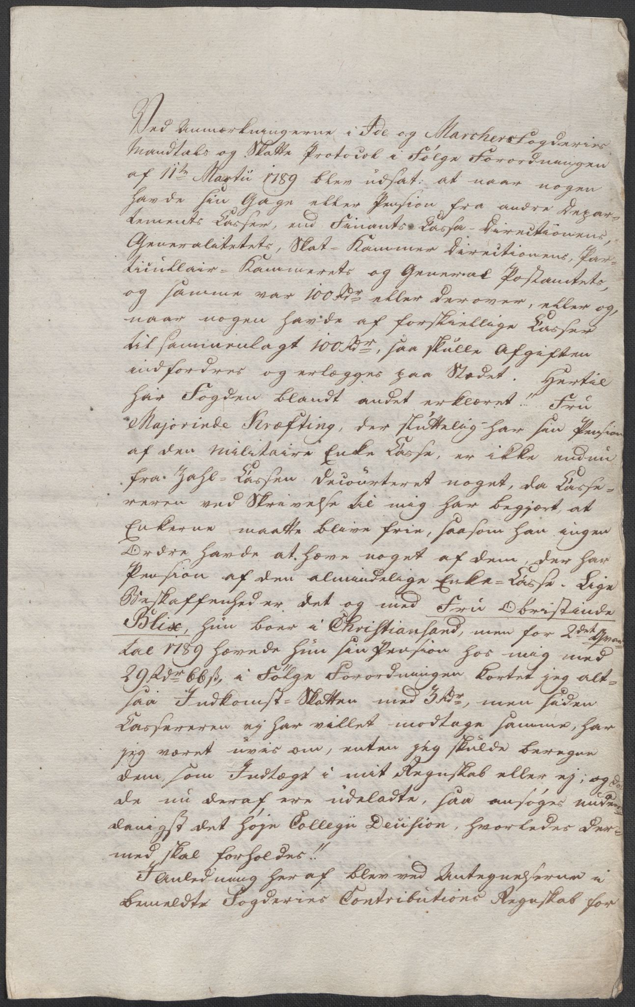 Rentekammeret inntil 1814, Reviderte regnskaper, Mindre regnskaper, AV/RA-EA-4068/Rf/Rfe/L0007: Christiania. Kristiansand, 1789, p. 316