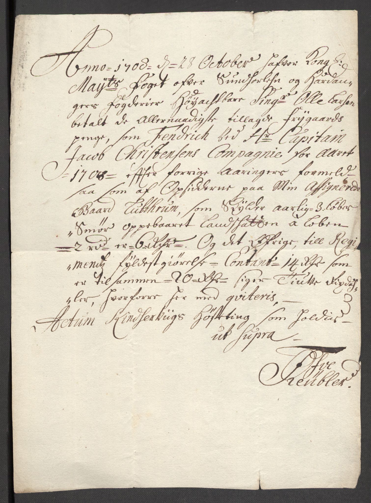 Rentekammeret inntil 1814, Reviderte regnskaper, Fogderegnskap, AV/RA-EA-4092/R48/L2985: Fogderegnskap Sunnhordland og Hardanger, 1708, p. 293