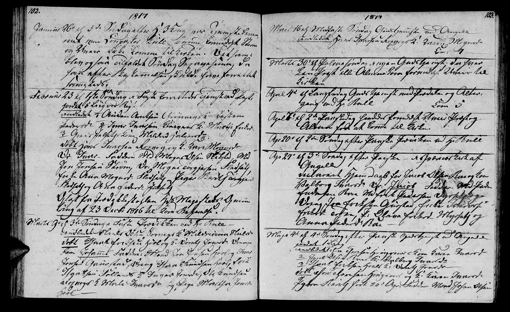 Ministerialprotokoller, klokkerbøker og fødselsregistre - Møre og Romsdal, AV/SAT-A-1454/569/L0817: Parish register (official) no. 569A03, 1805-1819, p. 102-103