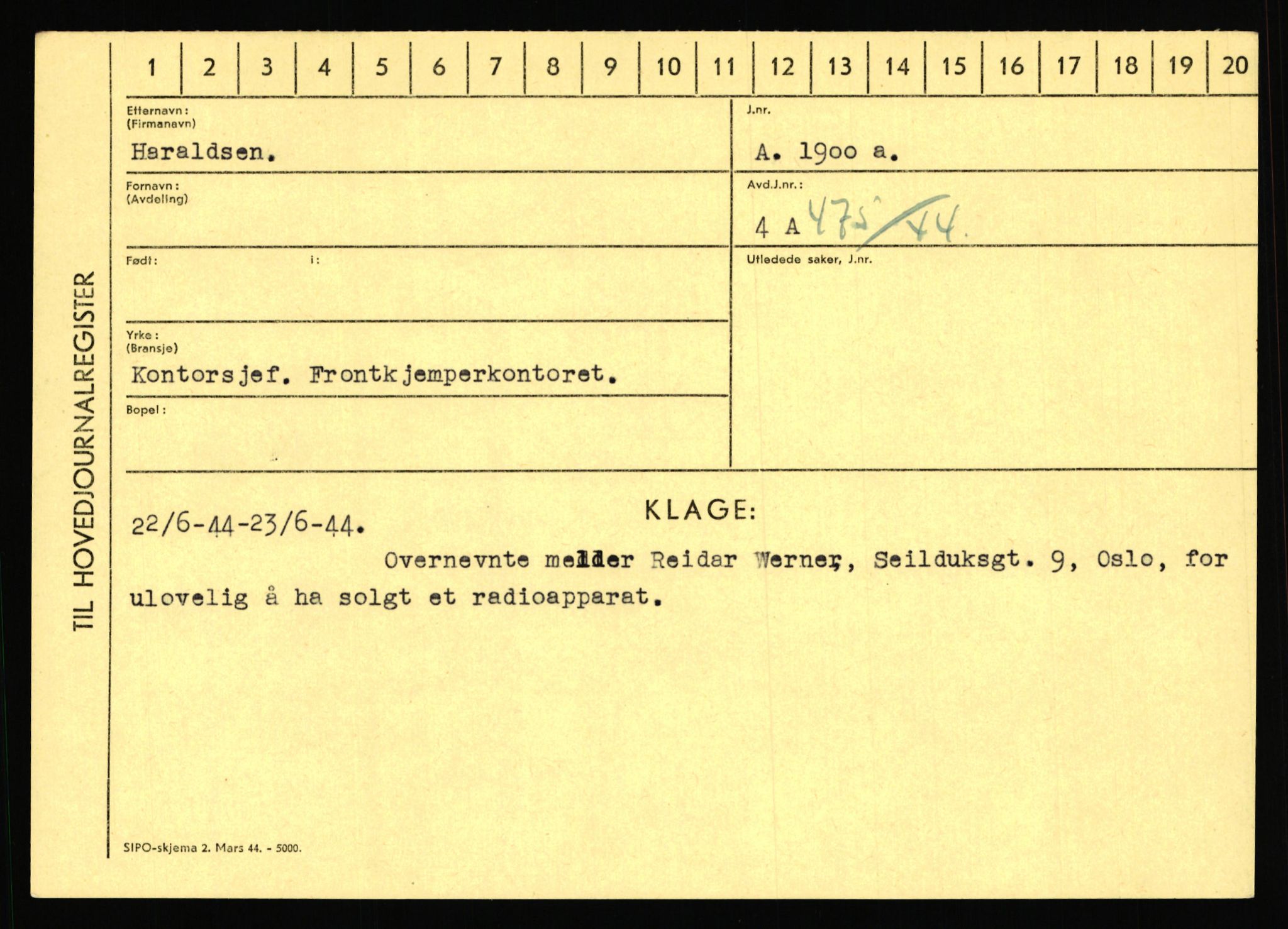 Statspolitiet - Hovedkontoret / Osloavdelingen, AV/RA-S-1329/C/Ca/L0006: Hanche - Hokstvedt, 1943-1945, p. 1785