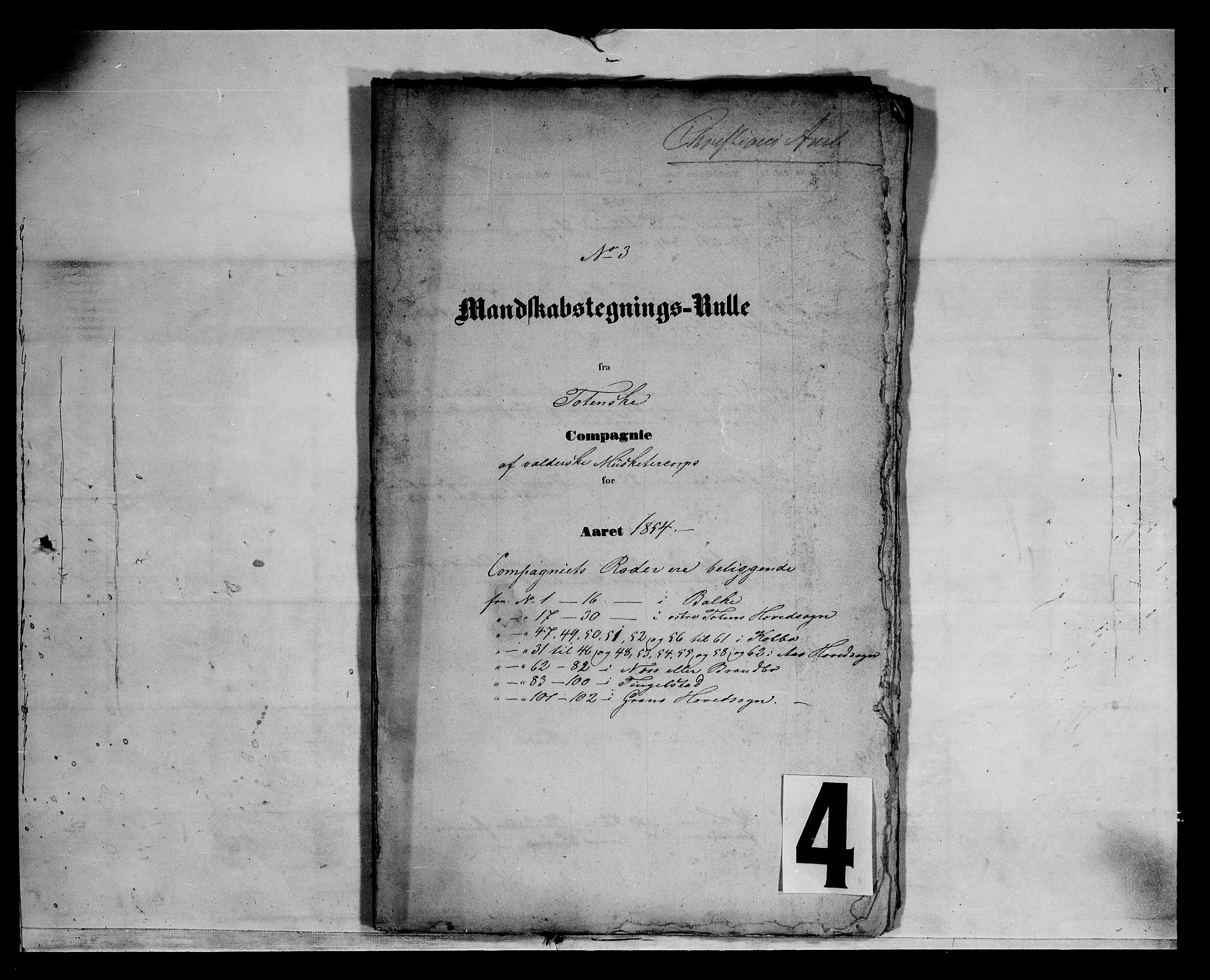 Fylkesmannen i Oppland, SAH/FYO-002/1/K/Kb/L1157: Valderske nasjonale musketérkorps - Totenske kompani, 1818-1860, p. 7575