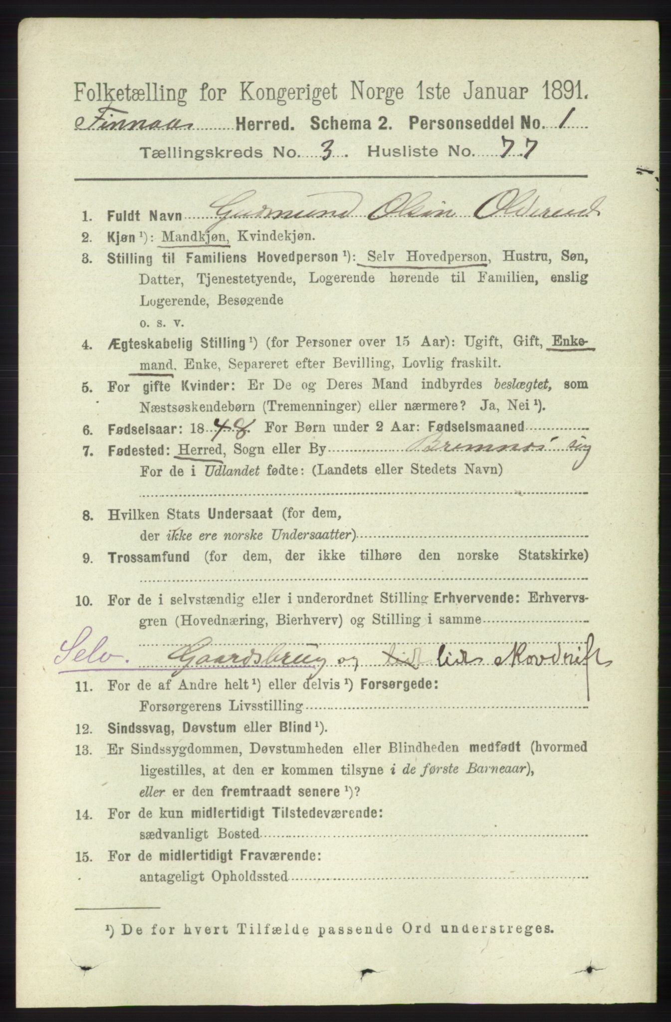 RA, 1891 census for 1218 Finnås, 1891, p. 1576