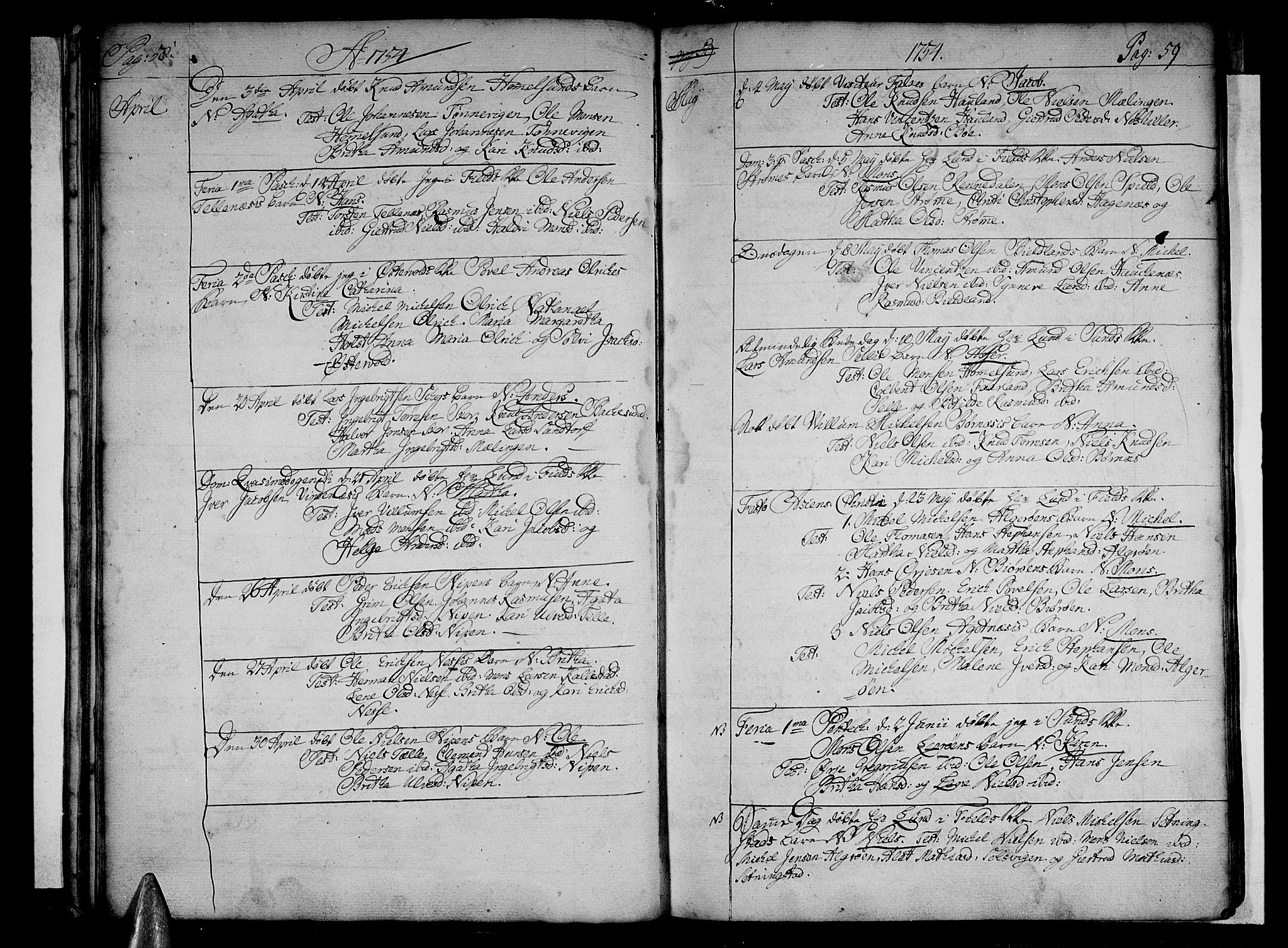 Sund sokneprestembete, AV/SAB-A-99930: Parish register (official) no. A 4, 1748-1769, p. 58-59