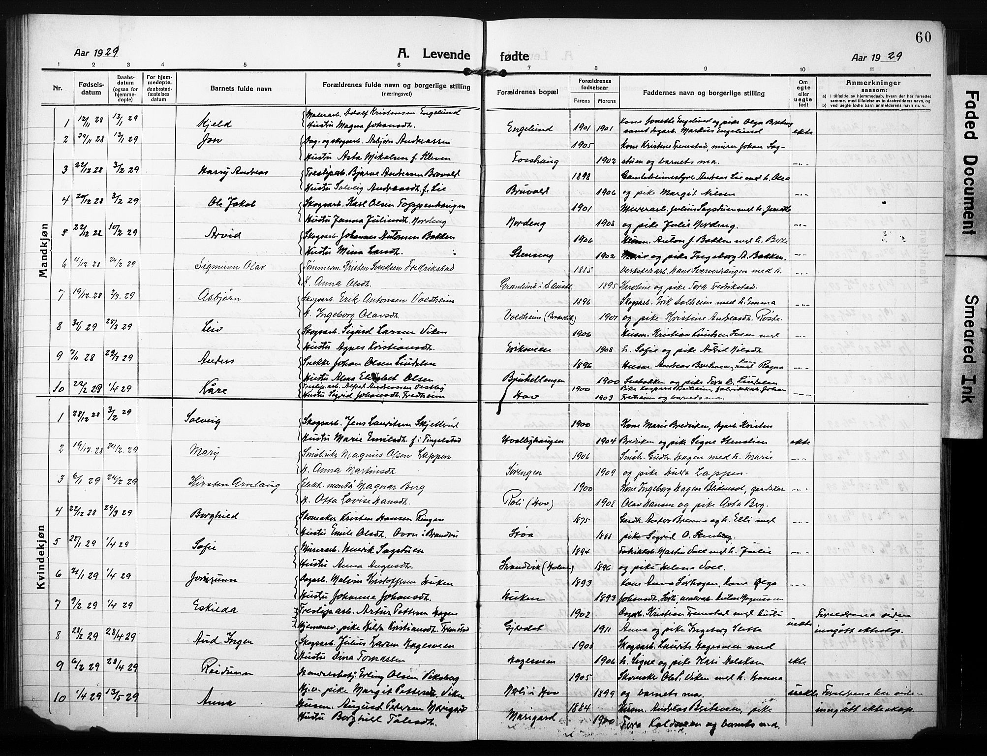 Søndre Land prestekontor, AV/SAH-PREST-122/L/L0007: Parish register (copy) no. 7, 1915-1932, p. 60