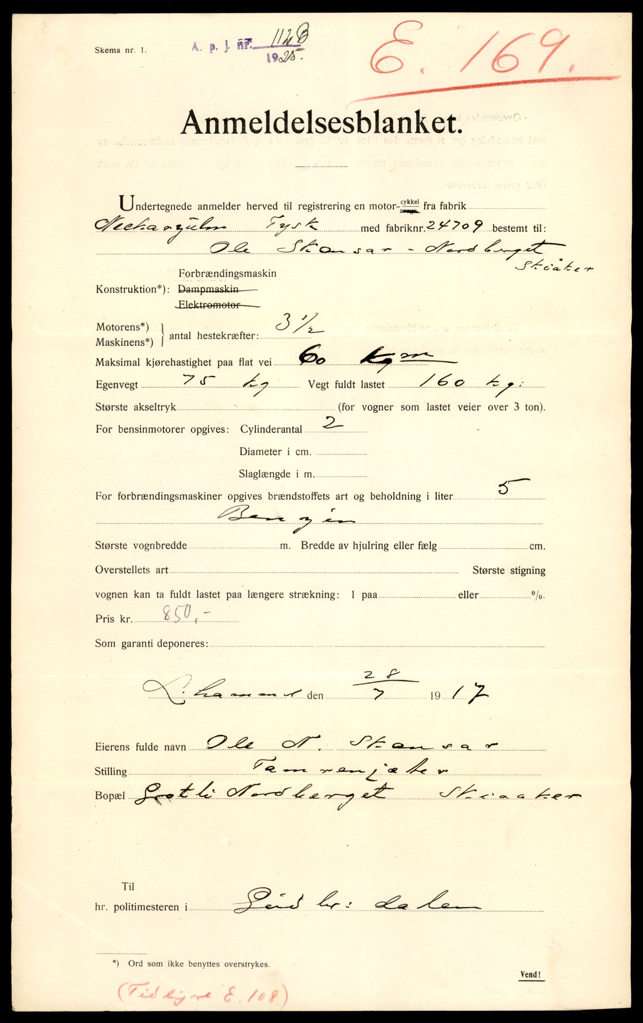 Møre og Romsdal vegkontor - Ålesund trafikkstasjon, AV/SAT-A-4099/F/Fe/L0009: Registreringskort for kjøretøy T 896 - T 1049, 1927-1998, p. 121