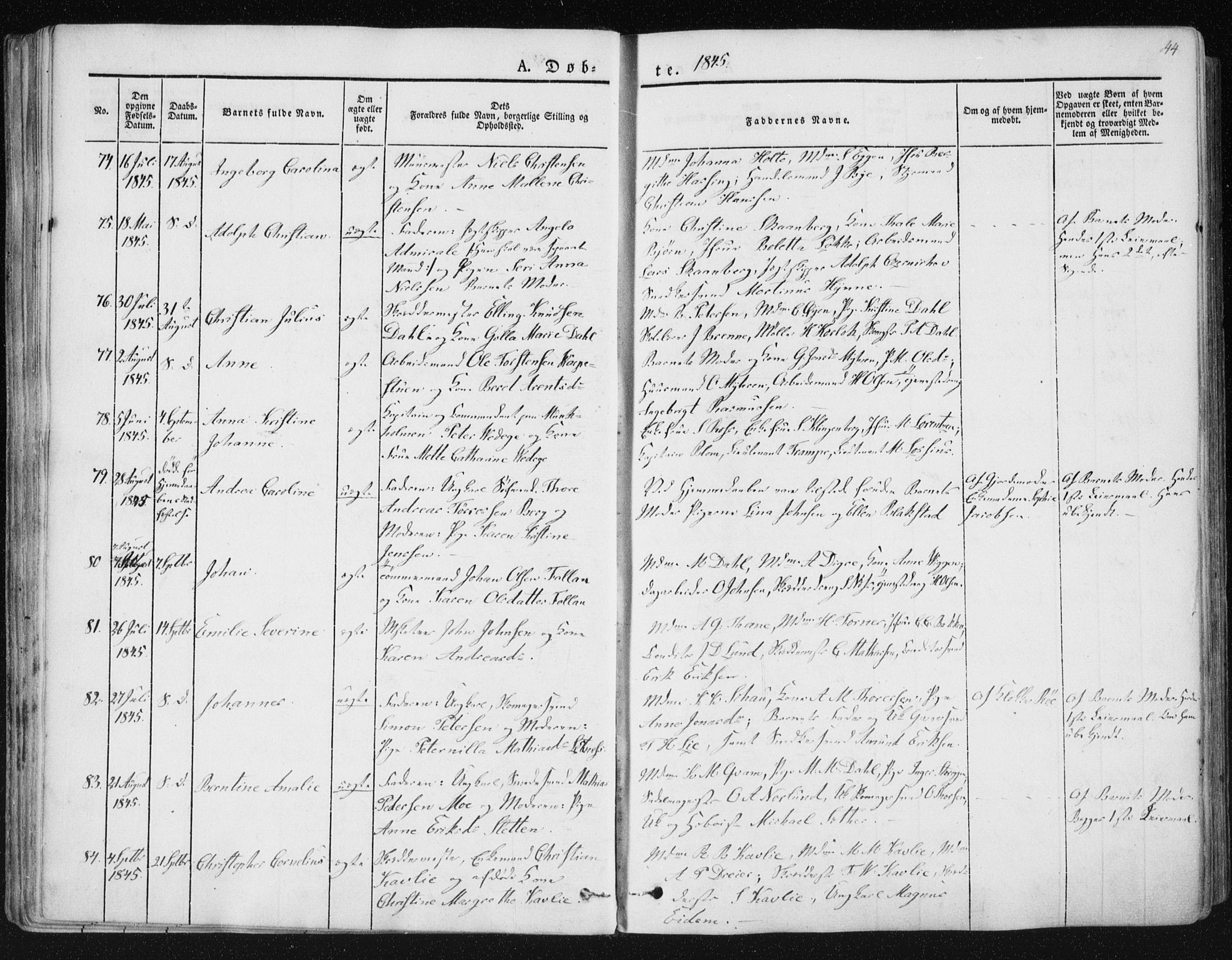 Ministerialprotokoller, klokkerbøker og fødselsregistre - Sør-Trøndelag, AV/SAT-A-1456/602/L0110: Parish register (official) no. 602A08, 1840-1854, p. 44