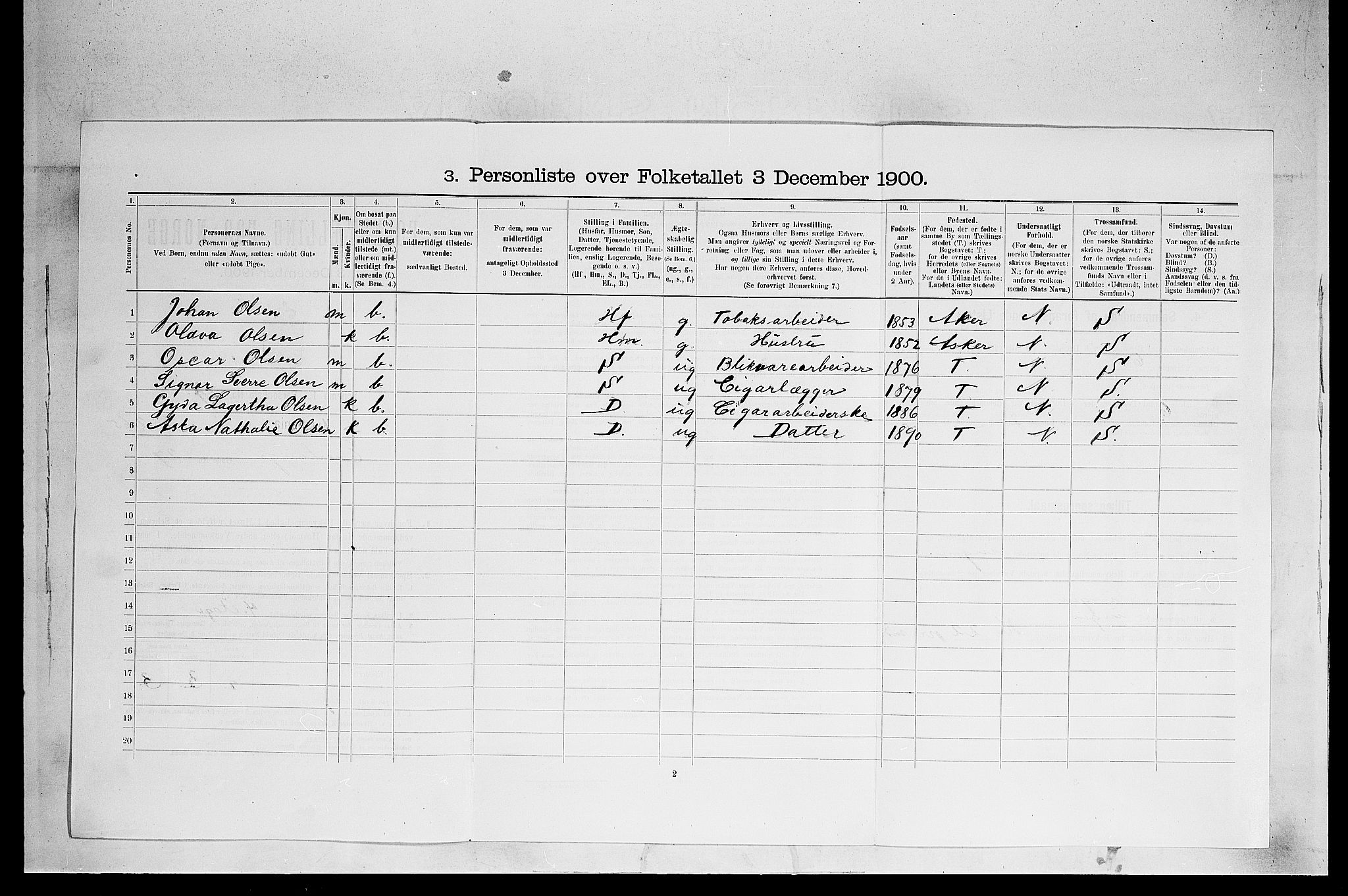 SAO, 1900 census for Kristiania, 1900, p. 20152