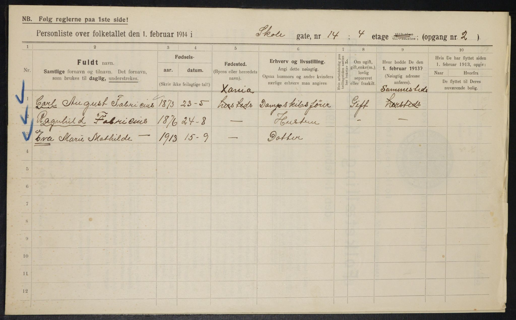 OBA, Municipal Census 1914 for Kristiania, 1914, p. 96230