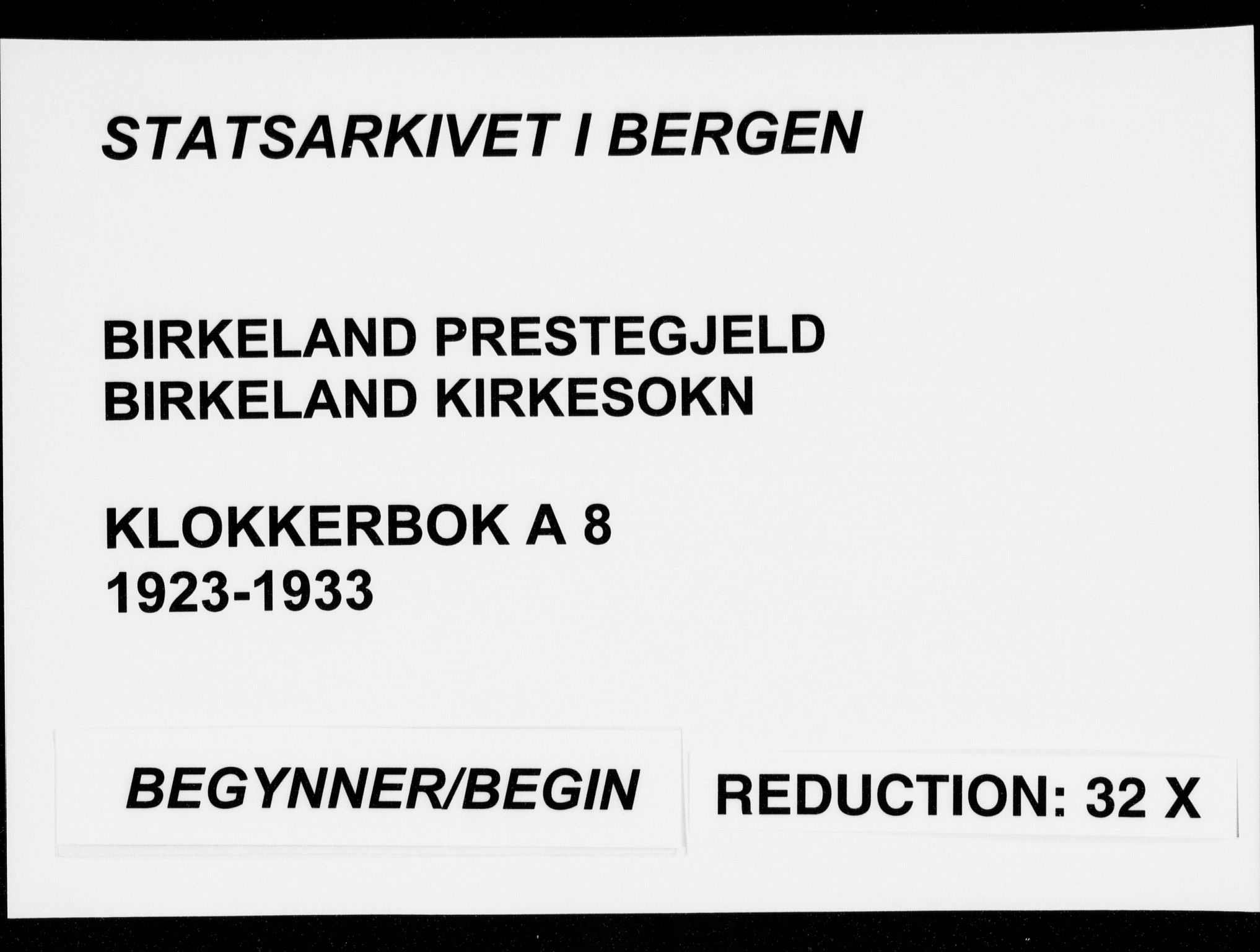 Birkeland Sokneprestembete, AV/SAB-A-74601/H/Hab: Parish register (copy) no. A  8, 1923-1933