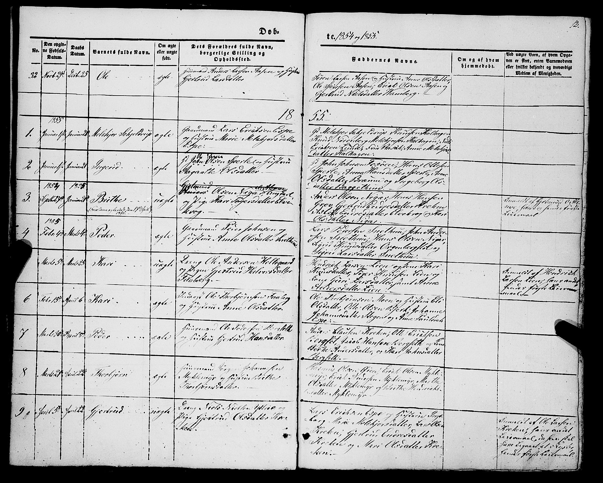 Jostedal sokneprestembete, SAB/A-80601/H/Haa/Haaa/L0005: Parish register (official) no. A 5, 1849-1877, p. 12