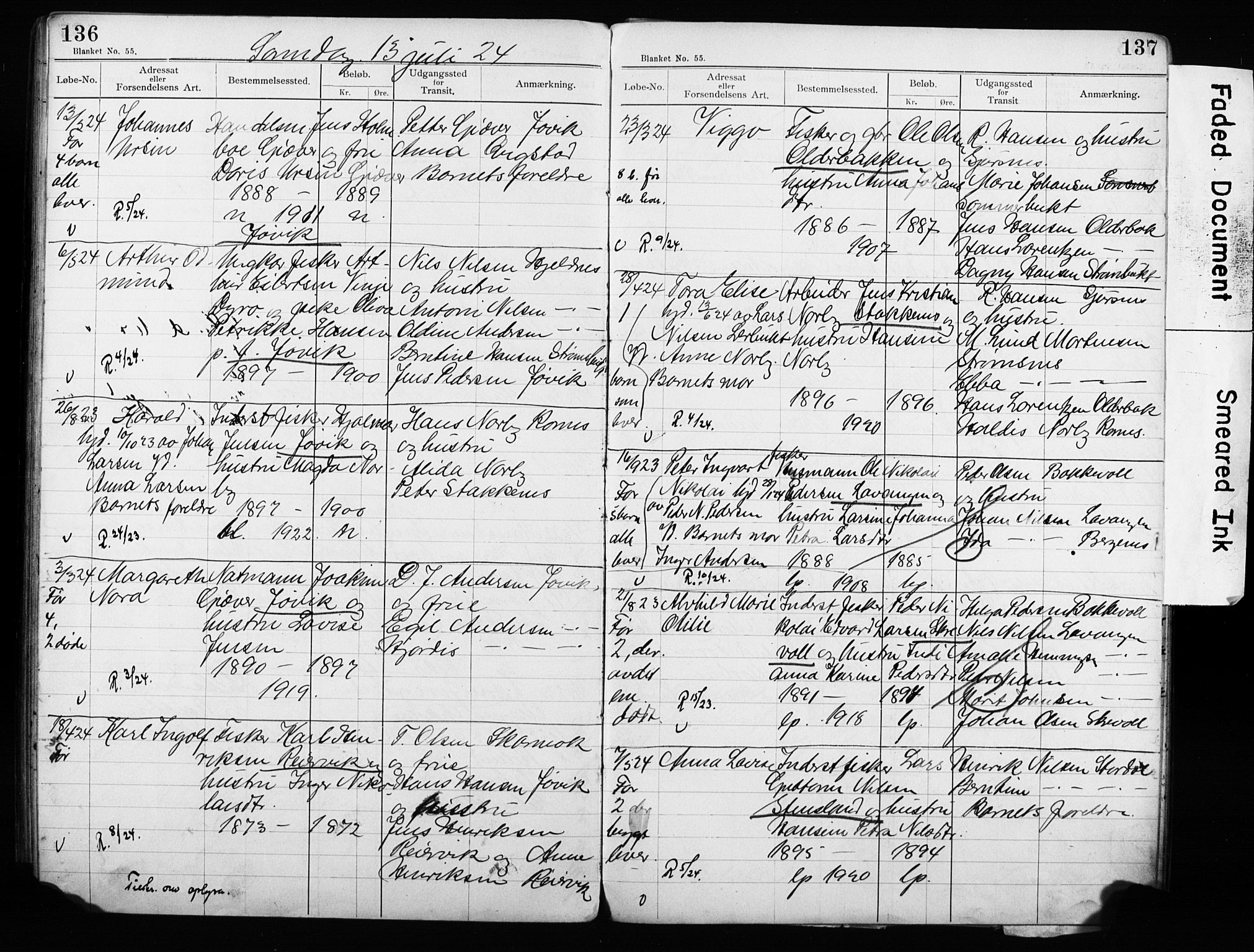 Lyngen sokneprestembete, SATØ/S-1289/H/Ha/L0052/0002: Baptism register no. 52.2, 1915-1928, p. 136-137