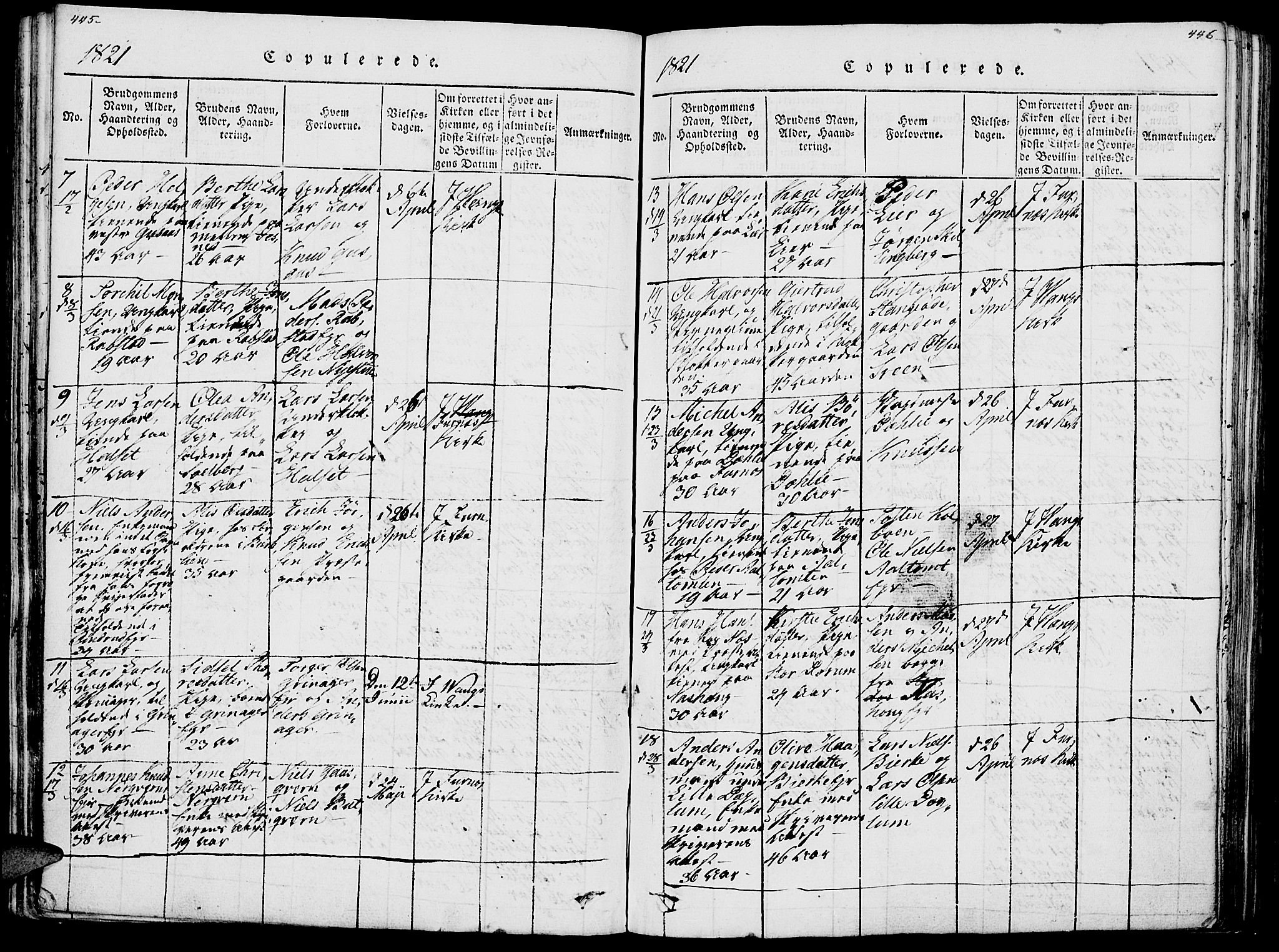 Vang prestekontor, Hedmark, SAH/PREST-008/H/Ha/Haa/L0007: Parish register (official) no. 7, 1813-1826, p. 445-446