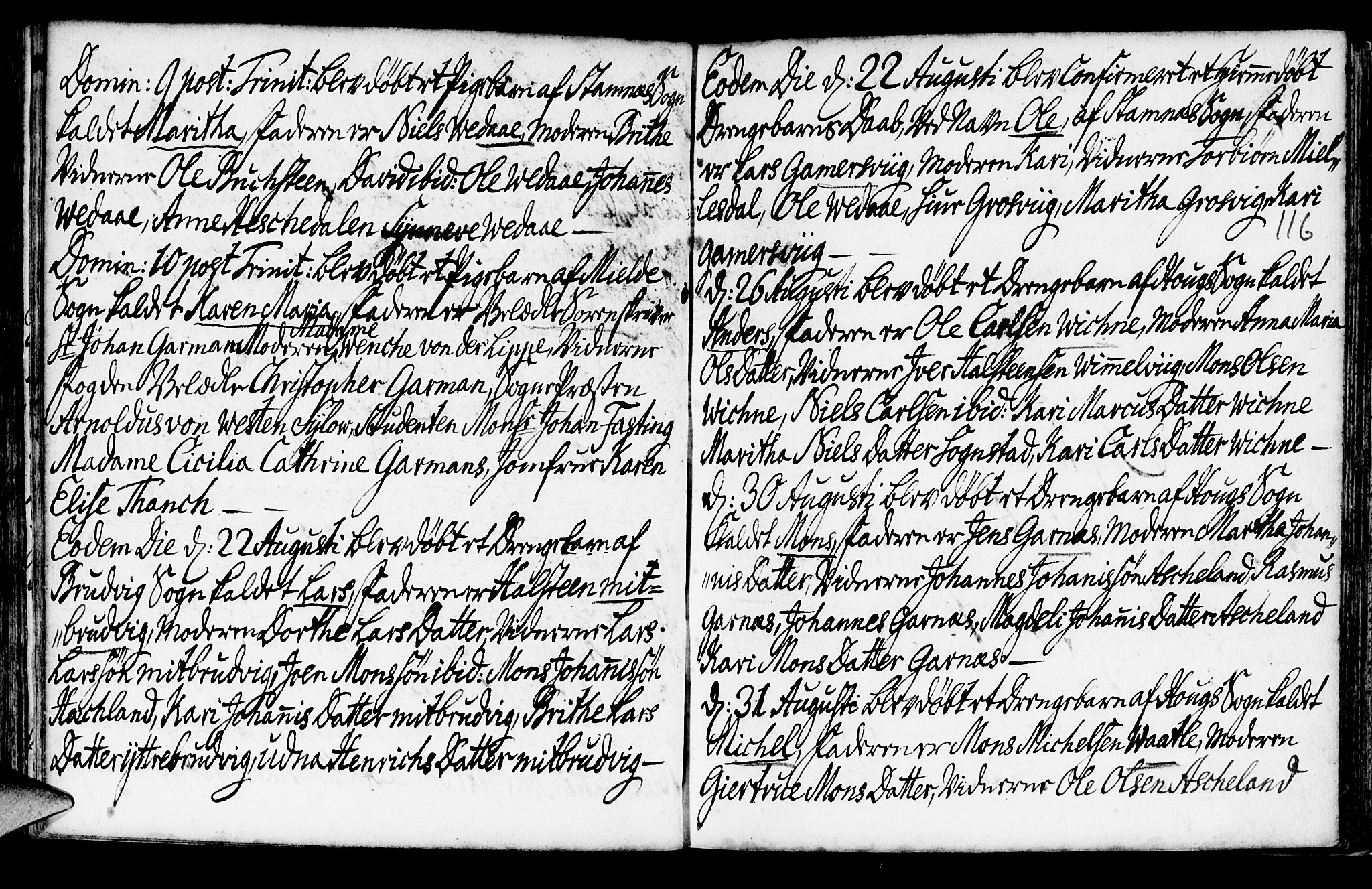 Haus sokneprestembete, AV/SAB-A-75601/H/Haa: Parish register (official) no. A 6, 1748-1758, p. 116