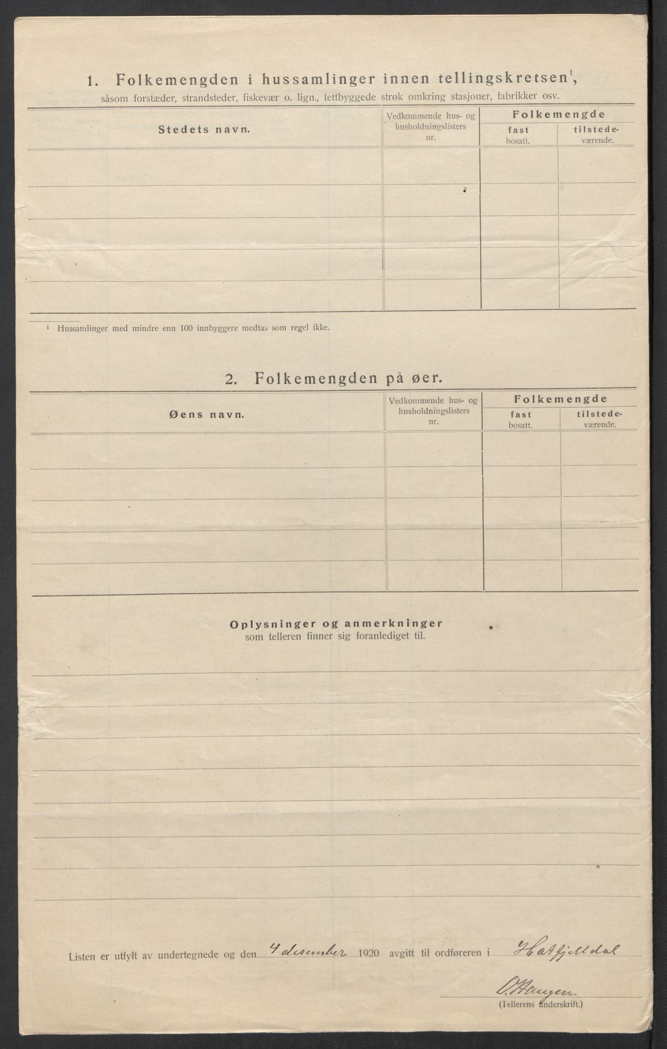 SAT, 1920 census for Hattfjelldal, 1920, p. 8