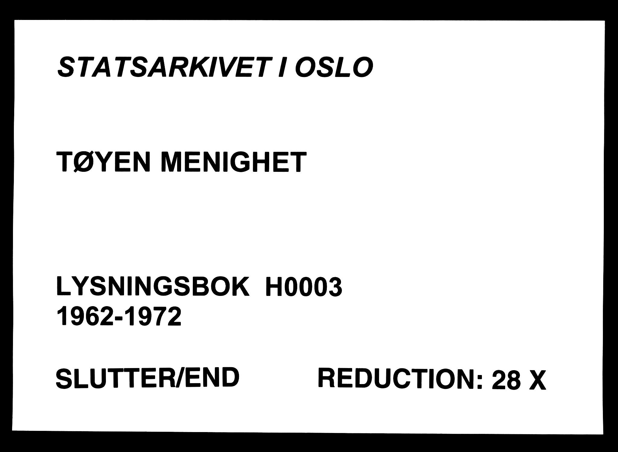 Tøyen prestekontor Kirkebøker, AV/SAO-A-10167a/H/Ha/L0003: Banns register no. 3, 1962-1972