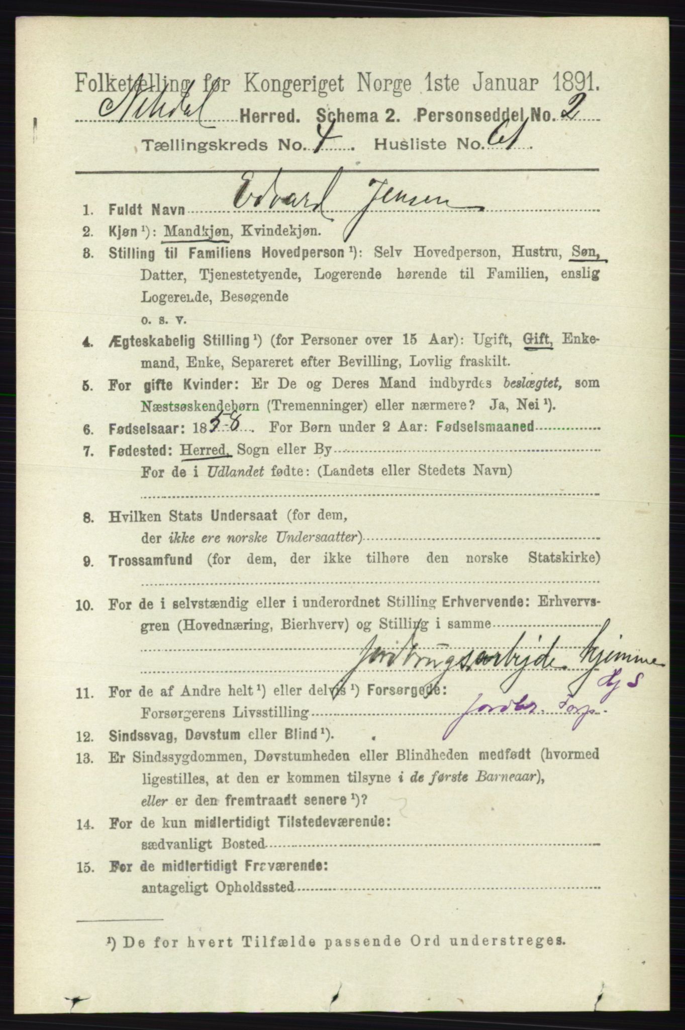 RA, 1891 census for 0233 Nittedal, 1891, p. 2035