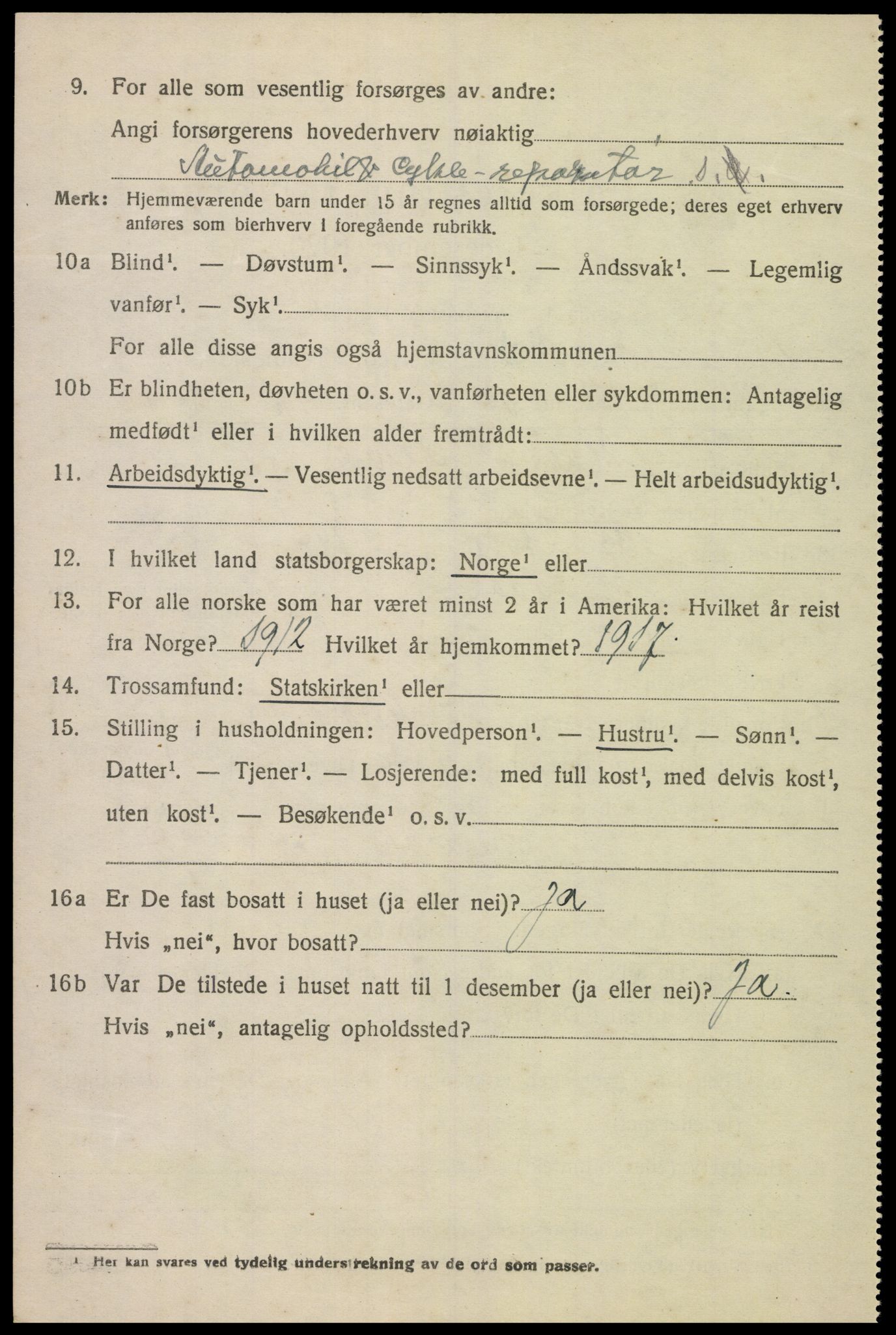 SAK, 1920 census for Lyngdal, 1920, p. 2588