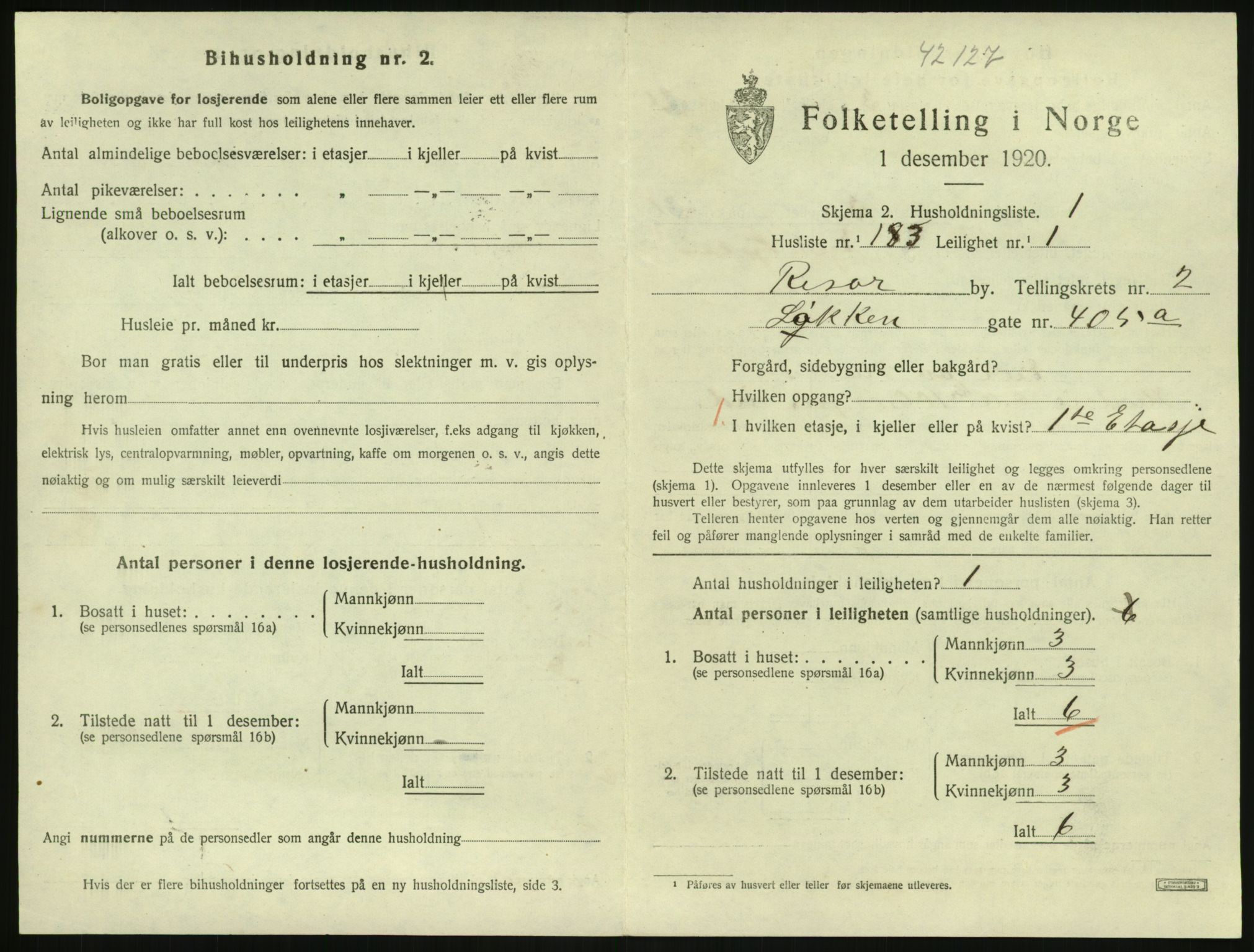 SAK, 1920 census for Risør, 1920, p. 2471