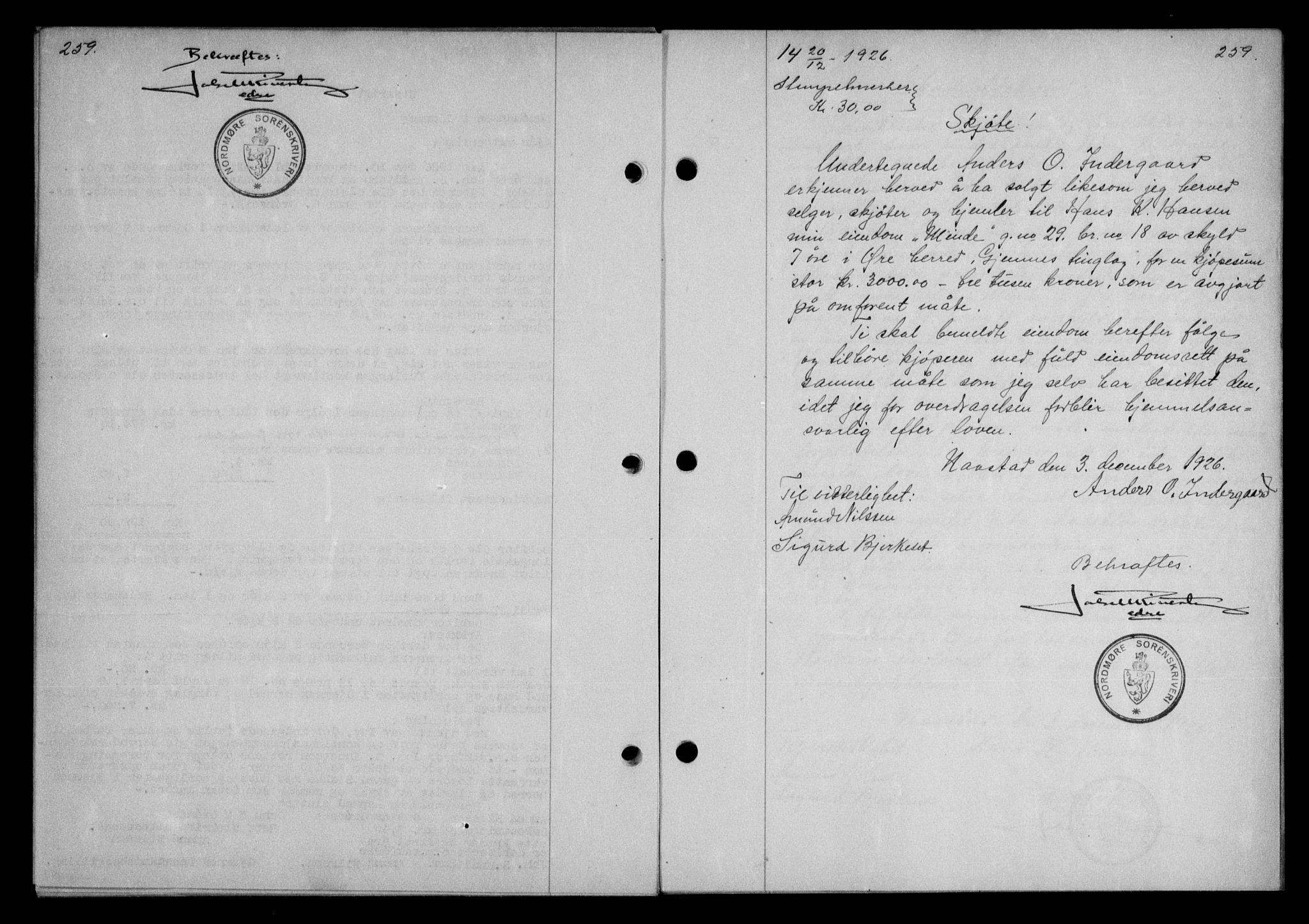 Nordmøre sorenskriveri, AV/SAT-A-4132/1/2/2Ca/L0061: Mortgage book no. 51, 1926-1927, Deed date: 20.12.1926